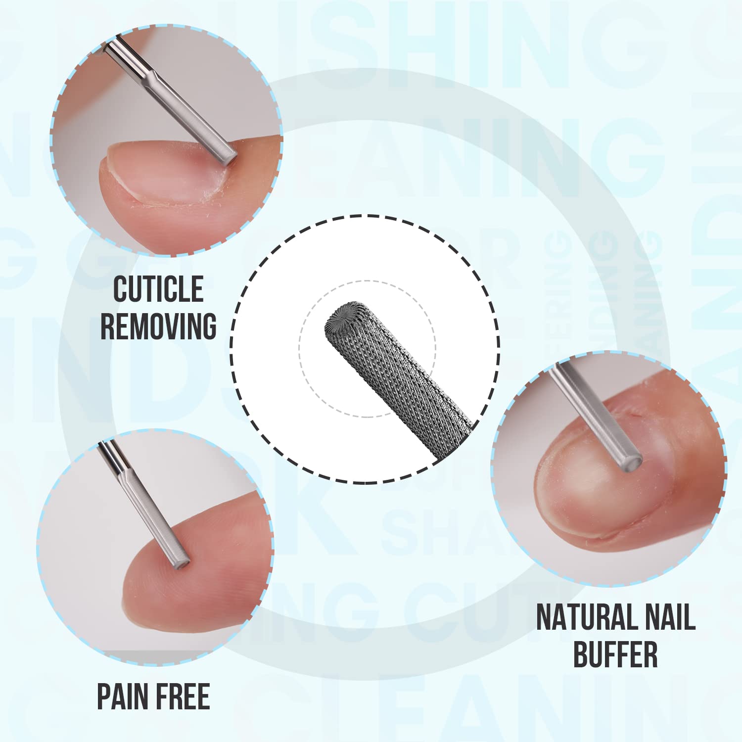 Makartt Cuticle Nail Drill Bit - Safety Tungsten Carbide Cuticle Remover Drill Bit Needle Bit Under Nail Cleaner Dead Skin Nail Prepare 3/32'' for Electric Nail File Nail Buffer Bit-3XF (Silver,Fine)
