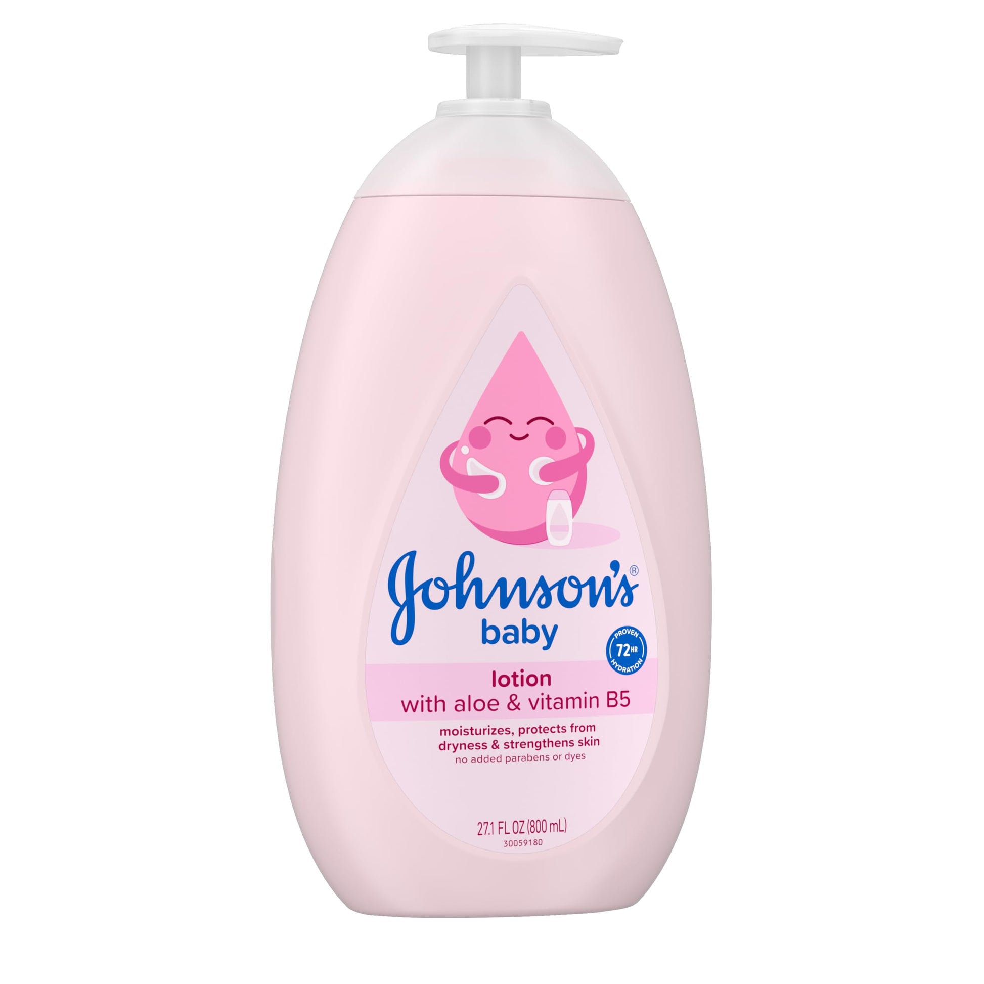 Johnson's Baby Lotion with Coconut Oil, Aloe Vera & Vitamin B5, 72 HR Hydration, Skin Moisturizer, Hypoallergenic, Safe for Newborn, Protects From Dryness & Strengthens Skin, 27.1 fl. Oz