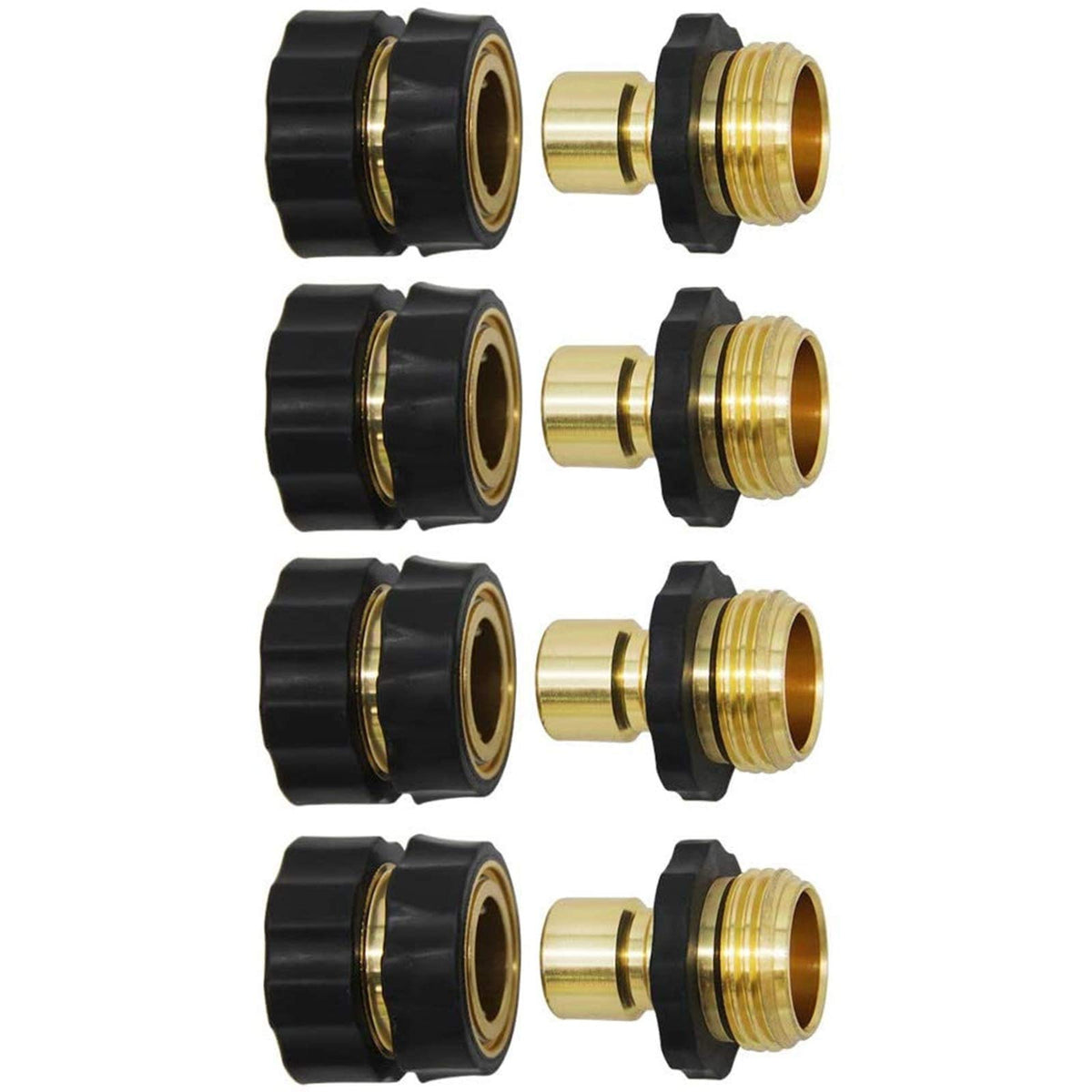 Twinkle Star 3/4 Inch Garden Hose Fitting Quick Connector Male and Female Set, 4 Set, Garden Hose Adapter, Quick Connect Hose Fittings, Garden Hose Connector, Hose Attachment