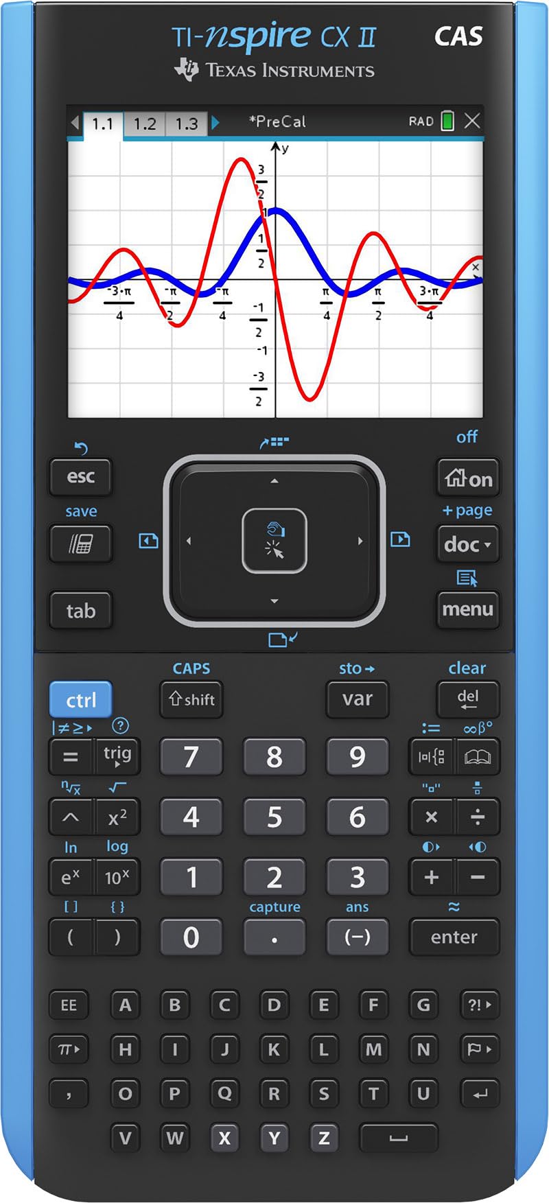 آلة حاسبة بيانية ملونة تكساس إنسترومنتس TI-Nspire CX II CAS مع برنامج الطلاب (كمبيوتر شخصي/ماك)