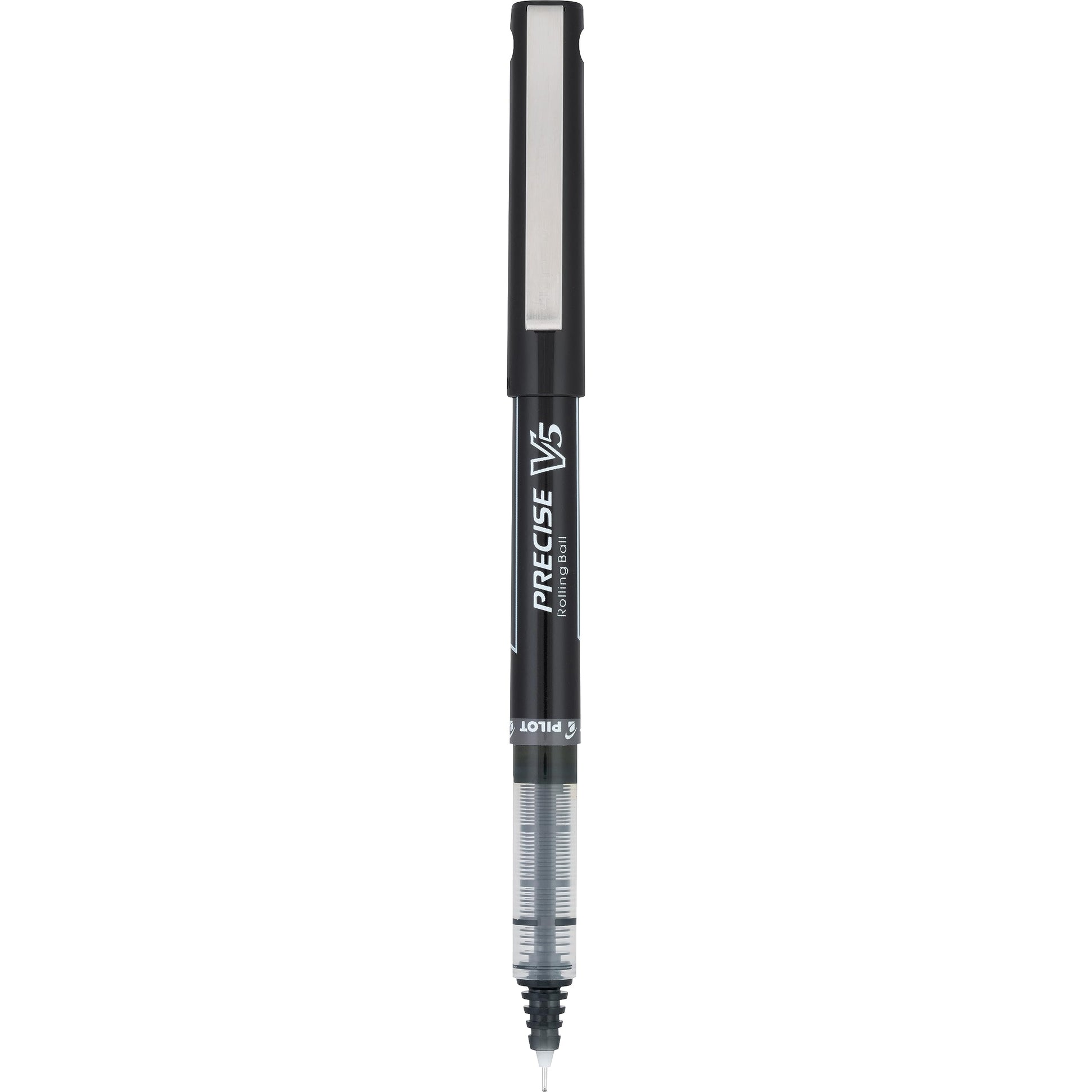 Pilot Precise V5 Rollerball Pens, Extra Fine Point 0.5 mm Black Pen, Black, Pack of 12