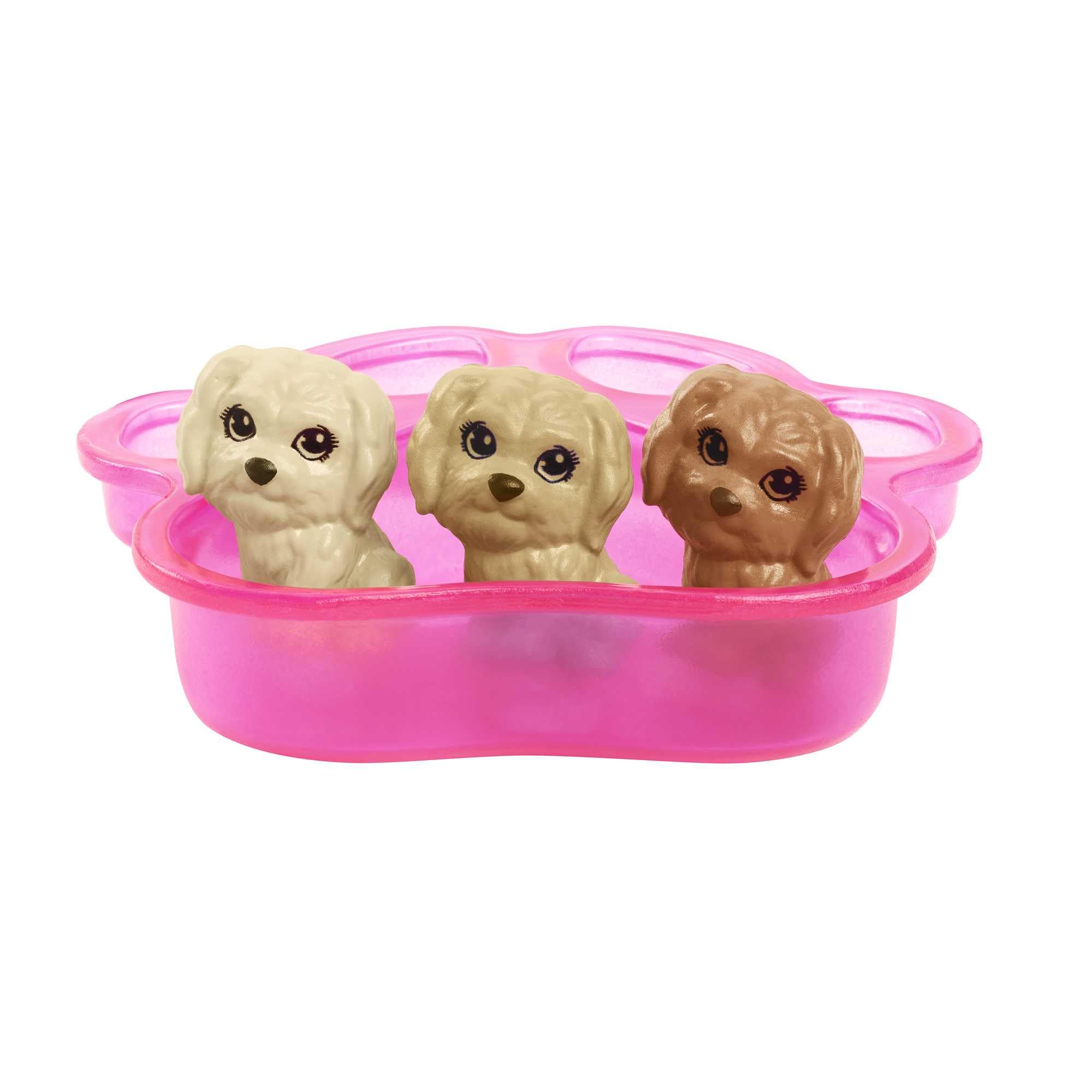 Barbie Doll & Pets Set, Blonde with Mommy Dog, 3 Newborn Puppies with Color-Change Feature & Pet Accessories