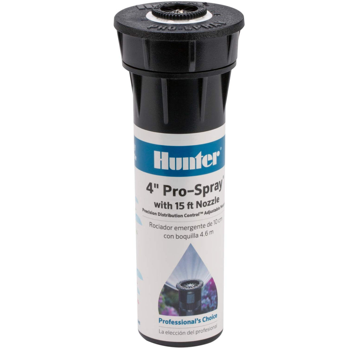 Hunter Pro 4" Pop Up Sprinkler Head, Adjustable 0 degrees-360 degrees Spray Pattern, 8'-15' Coverage, In-Ground Lawn Irrigation System, Sprinkler Head for Yard and Garden