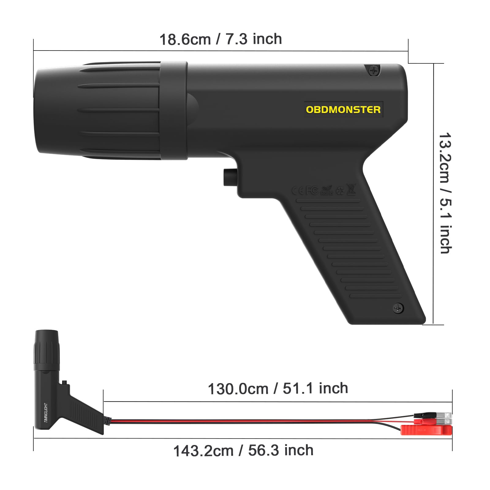 Automotive Timing Light 12V, Inductive Ignition Timing Light Gun for 2&4 Stroke Petrol Engine for Old Classical Car Motorcycle