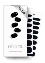 ohora Semi Cured Gel Nail Strips (N Onyx) - Dark, Solid, Works with Any UV/LED Lamps, Salon-Quality, Long Lasting, Easy to Apply & Remove - Includes 2 Prep Pads, Nail File & Wooden Stick