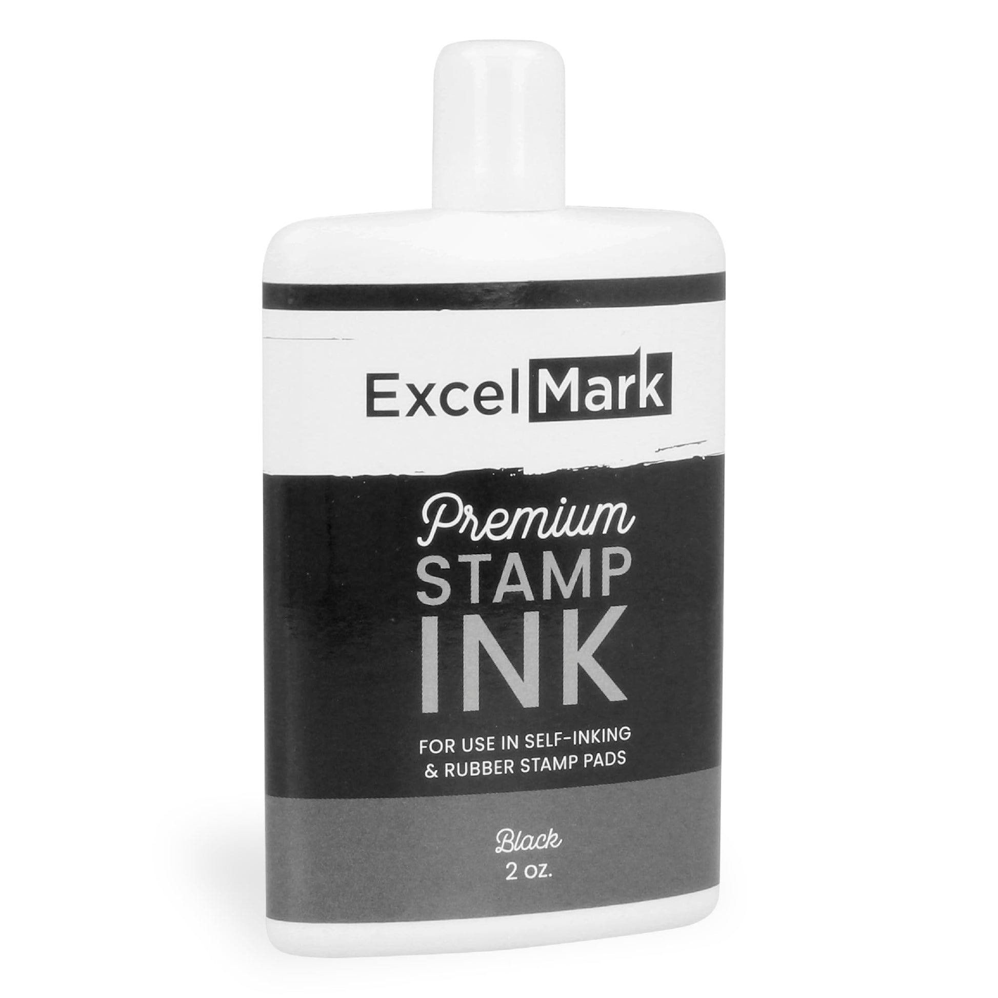 ExcelMark Self Inking Stamp Refill Ink - 2 oz. - Black Ink