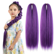 WUDAS Purple Braiding Hair 24 Inch Long Pre Stretched Hair Straight Yaki Texture Synthetic Hair Extensions Softness, 2 Packs