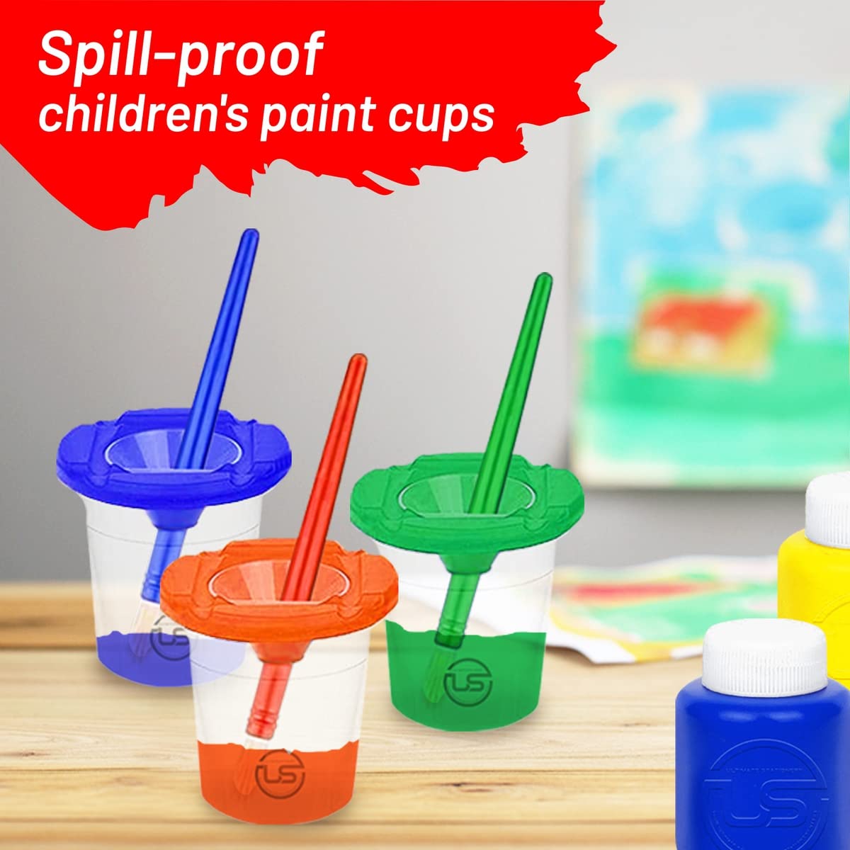 The Mega Deals Kids Painting Set, Washable Paint for Kids with Paint Cups and Toddler Paintbrushes, Non Toxic Washable Finger Paints 2 oz Each, Gifting Bundle Toddler Painting Supplies