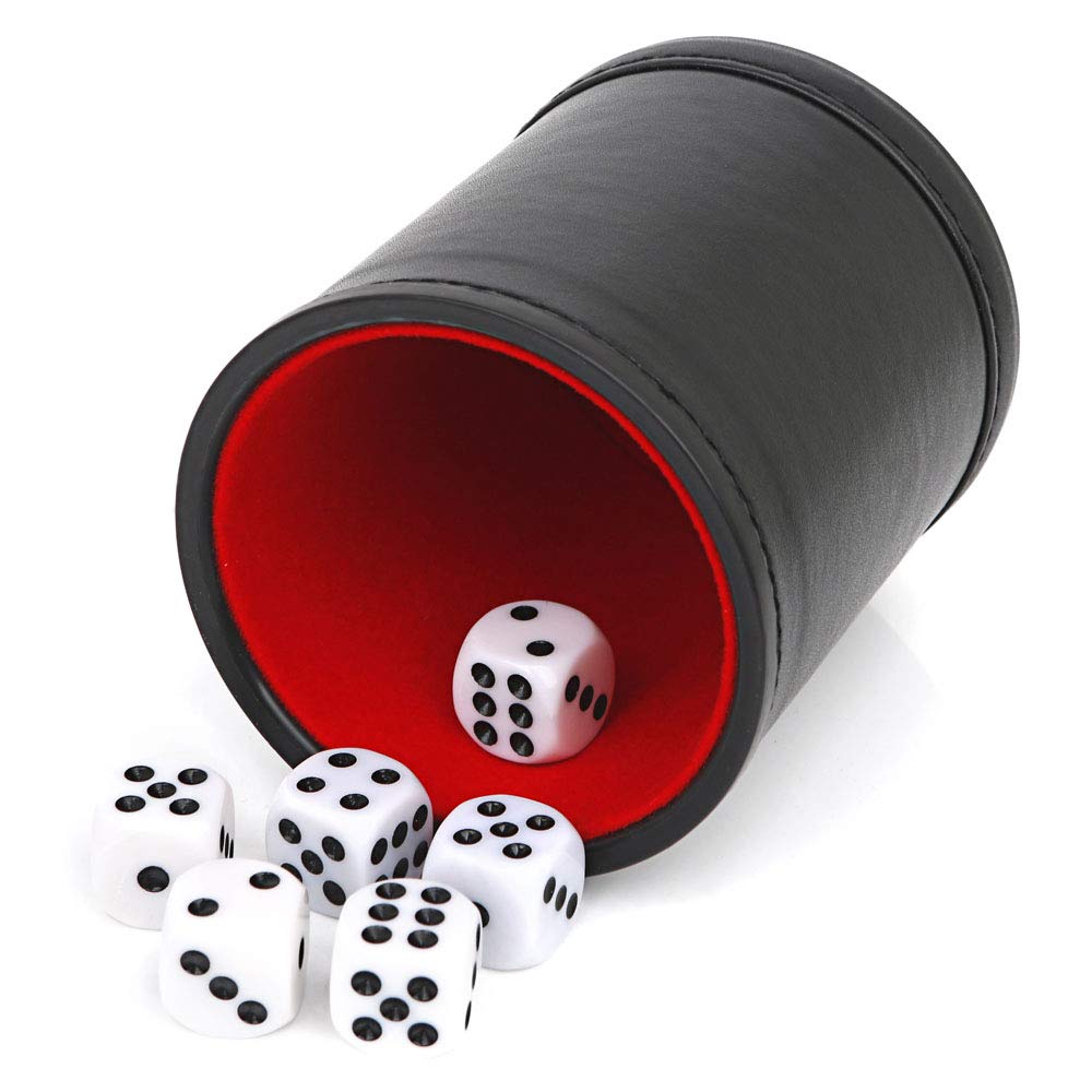 TUZAMA Felt Lined Professional Dice Cup - with 6 Dices Quiet for Yahtzee Game