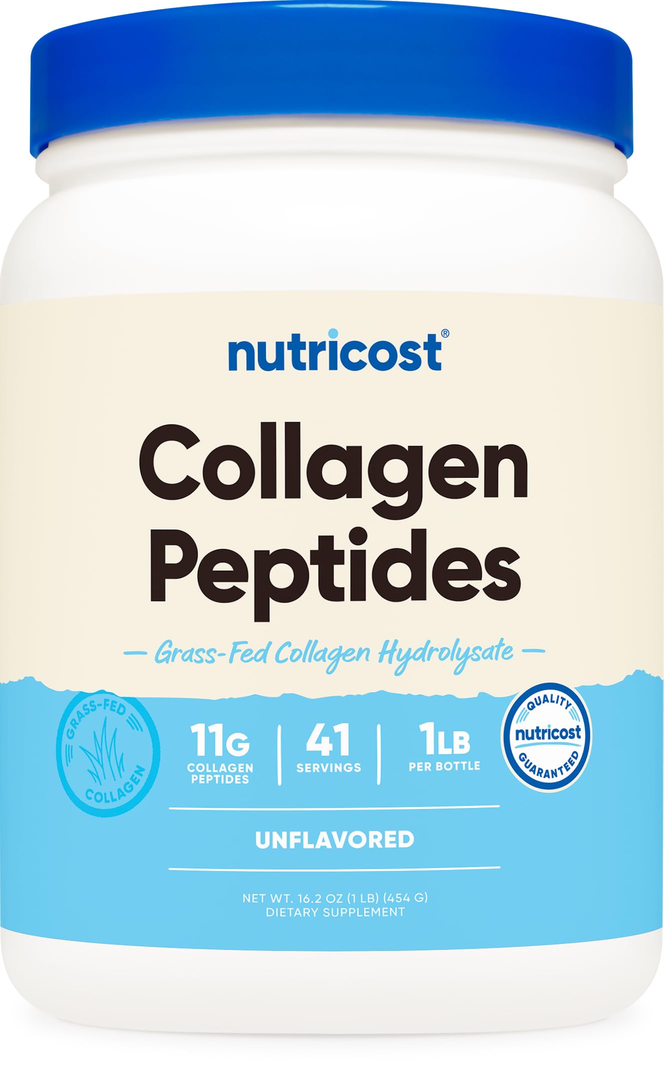 Nutricost Collagen Peptides Powder 1LB (454 G) - Grass Fed Bovine Collagen Hydrolysate (Unflavored)