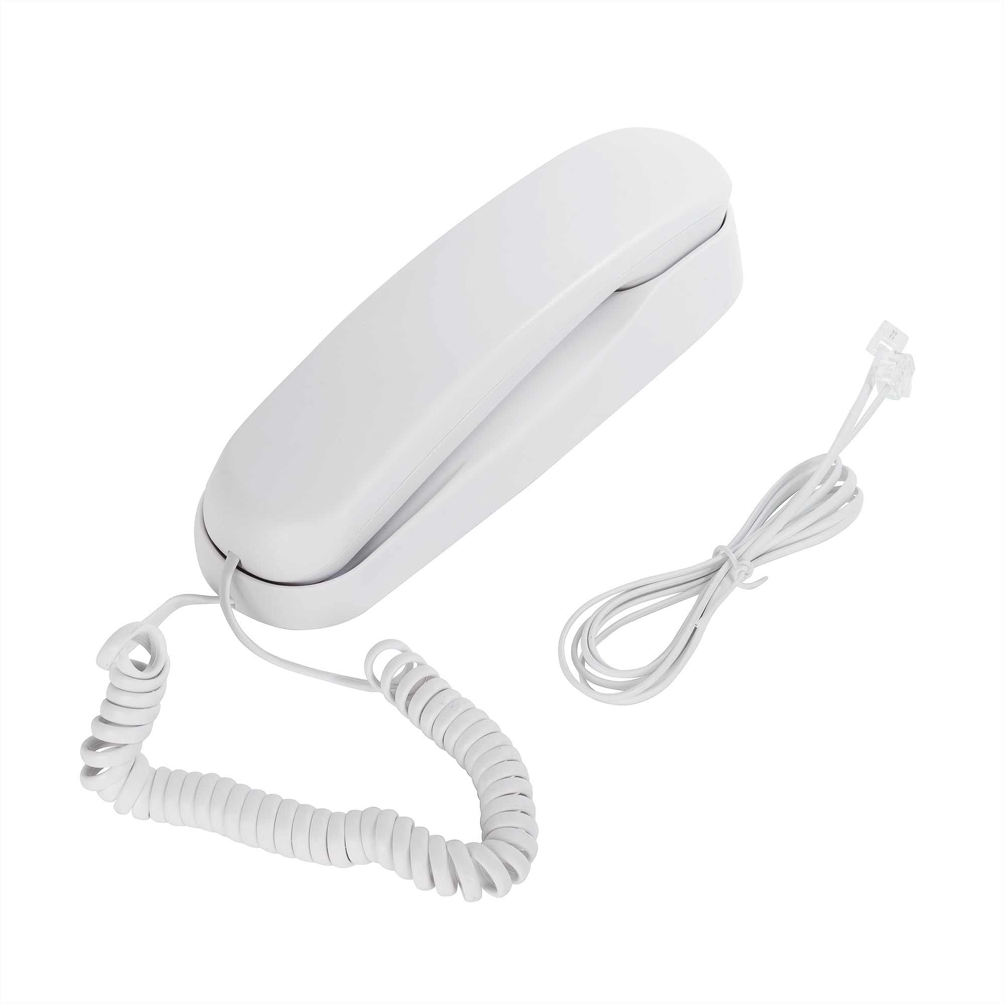 White OF-990 Slimline Telephone Wall-Mountable Basic Corded Telephone No AC Power Required, Corded Home Phone