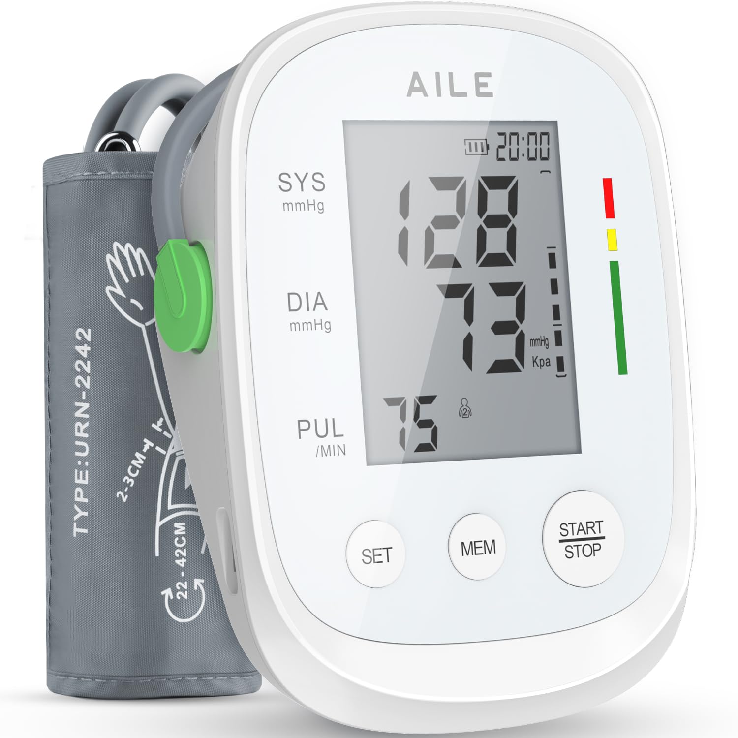 Blood Pressure Monitor, AILE Blood Pressure Machine Upper Arm Large Cuff(8.7"-16.5"), High Automatic Blood Pressure Monitors Cuff for Home Use, (BP) Manual Arm Blood Pressure Monitors, 2 * 99 Memory