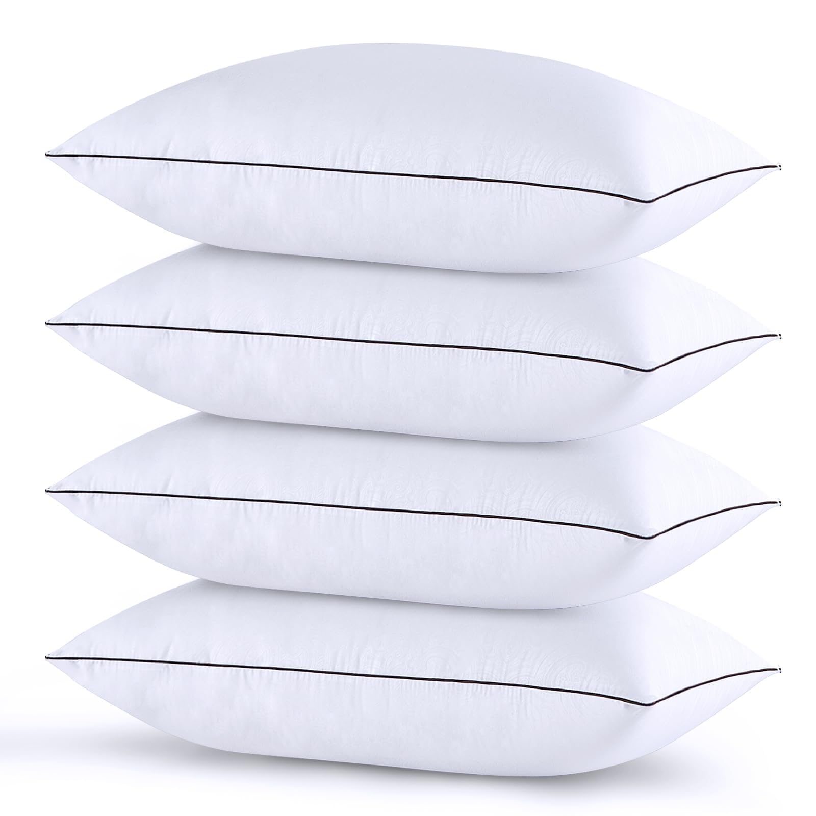 HUXMEYSON Pillows Standard Size Set of 4, Bed Pillows Set of 4, Down Alternative Luxury Hotel Pillows for Sleeping and for Side and Back Sleepers