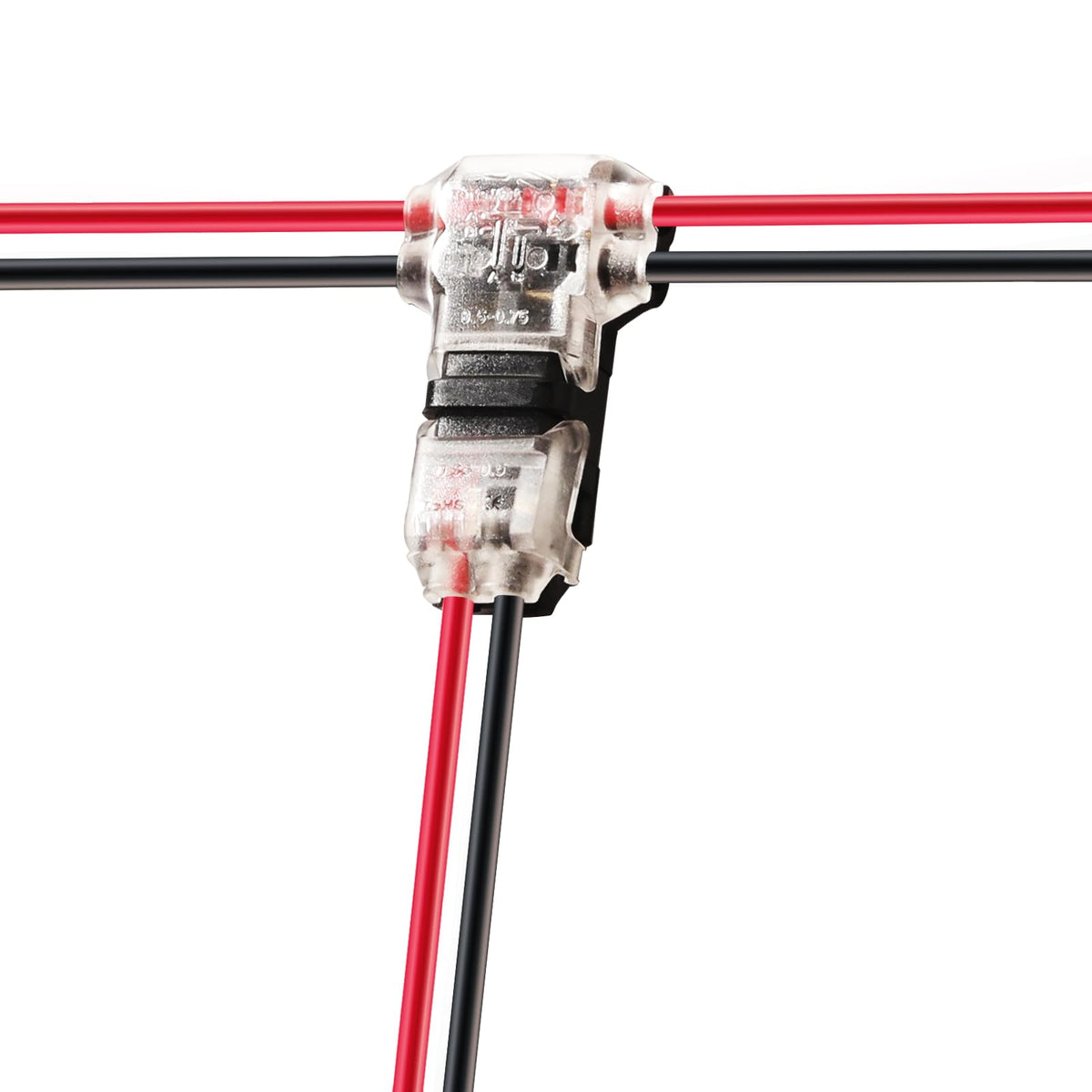 Low Voltage Wire Connectors Solid Connection, T Tap Wire Connectors, T Type 2 Pins Wire Splice Connectors, Solderless No Stripping 3 Way Wire Connector for LED Strip, Automotive Fits 24-20 AWG 12 Pack