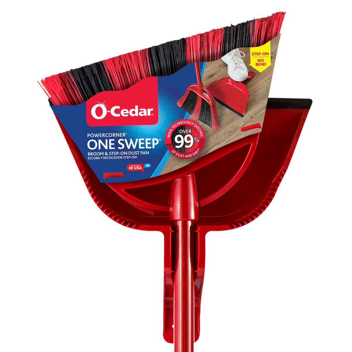 O-Cedar One Sweep Besen mit Tritt-Kehrschaufel | Entfernt 99% mit einem Kehrgang | Leichtes, leises Reinigungswerkzeug | Ideal für Haustierbesitzer