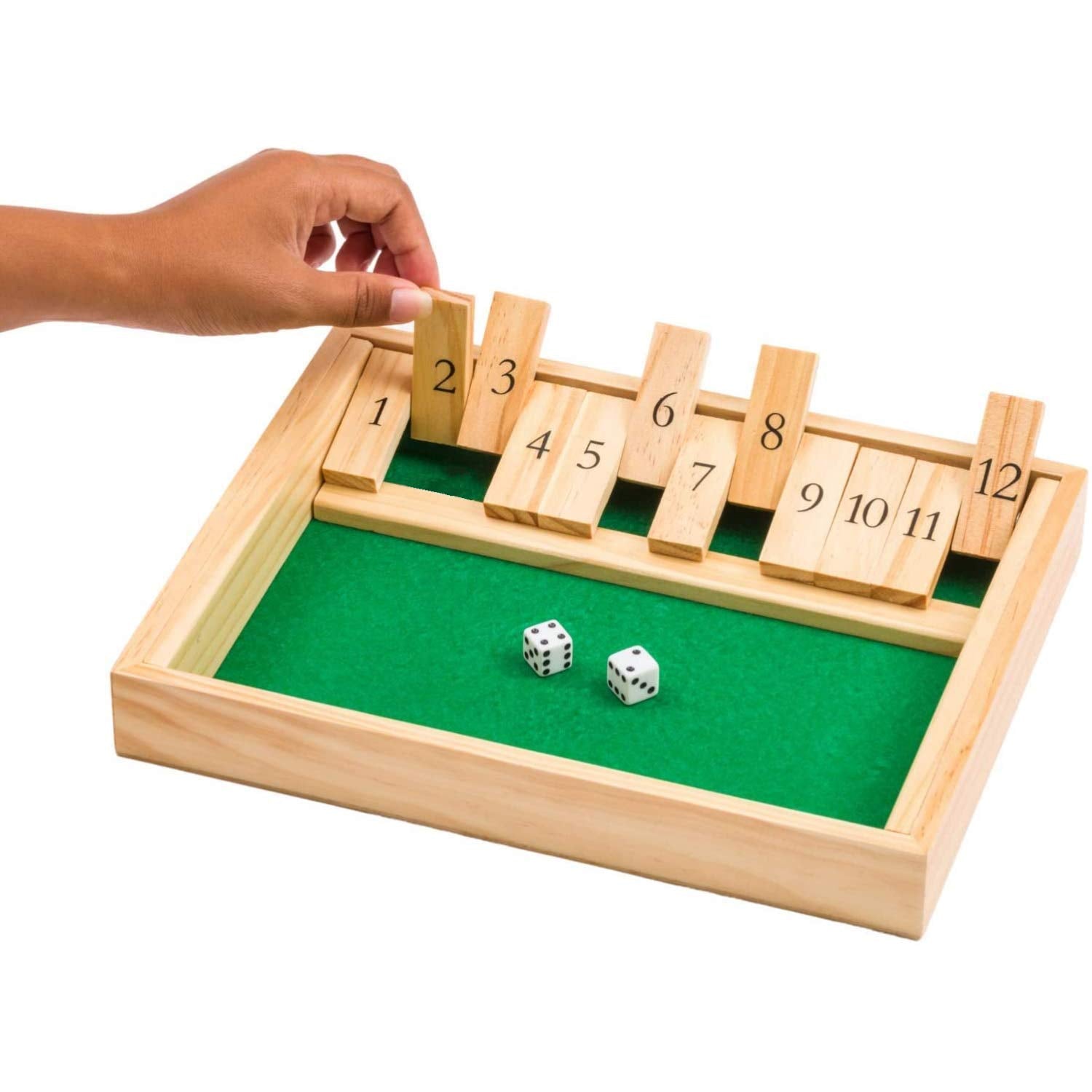 Regal Games Shut The Box - Fun Table Math Game with Wooden Board for Adults & Kids - 12 Spots Dice Game with 2+ Player Games - Ideal for Game Night, Travel - (Ages 8+)