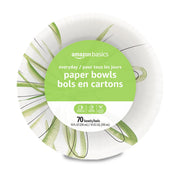 Amazon Basics Everyday Paper Bowls, 10 Oz, Disposable, 70 Count, White