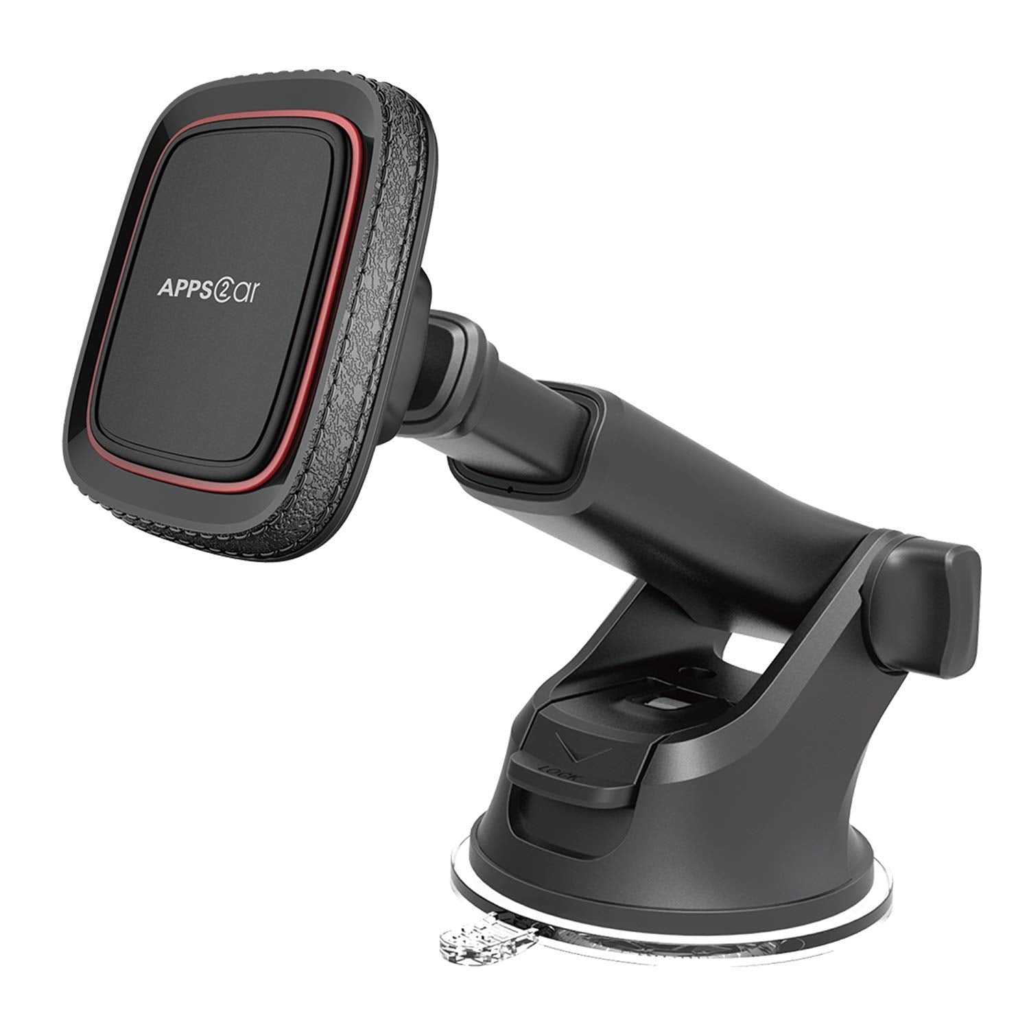 APPS2Car Magnetic Phone Mount for Car - Industrial Suction Cup Dashboard & Windshield Holder with Telescopic Arm, 6 Strong Magnets - Universal Fit for iPhone & Android (Metal Plate Required)