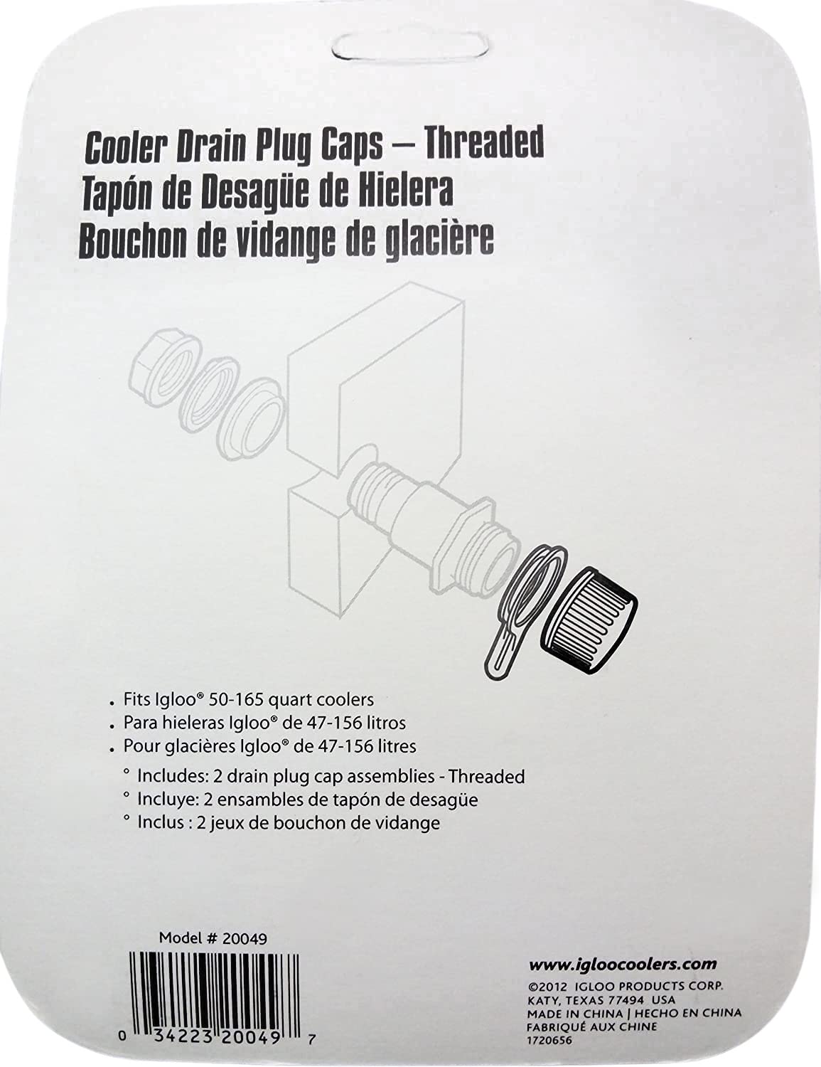 Igloo Tethered Drain Plug Caps, White, Small (20049)