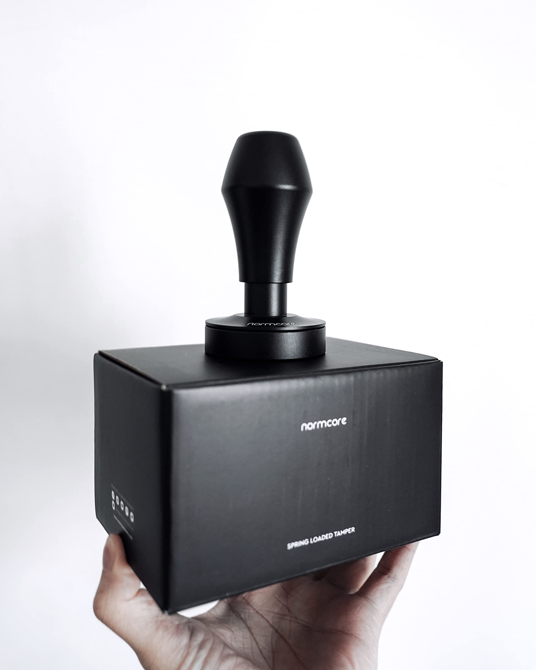 Normcore V4 Coffee Tamper 53.3mm - Spring-loaded Tamper – Barista Espresso Tamper with 15lb / 25lb / 30lbs Replacement Springs - Anodized Aluminum Handle and Stand - Flat Base