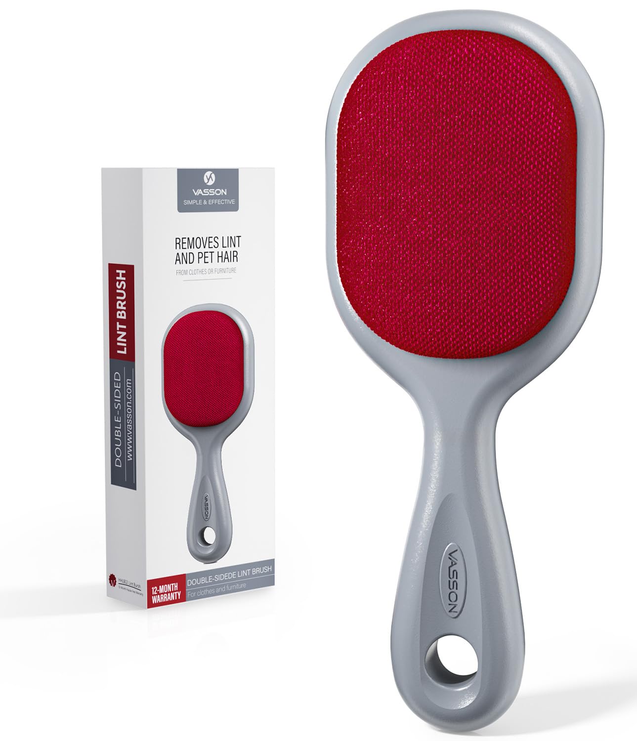 VASSON Double-Sided Lint Brushes, Classic Velvet Brush for Furniture and Clothing, Ideal for Pet Hair Removal