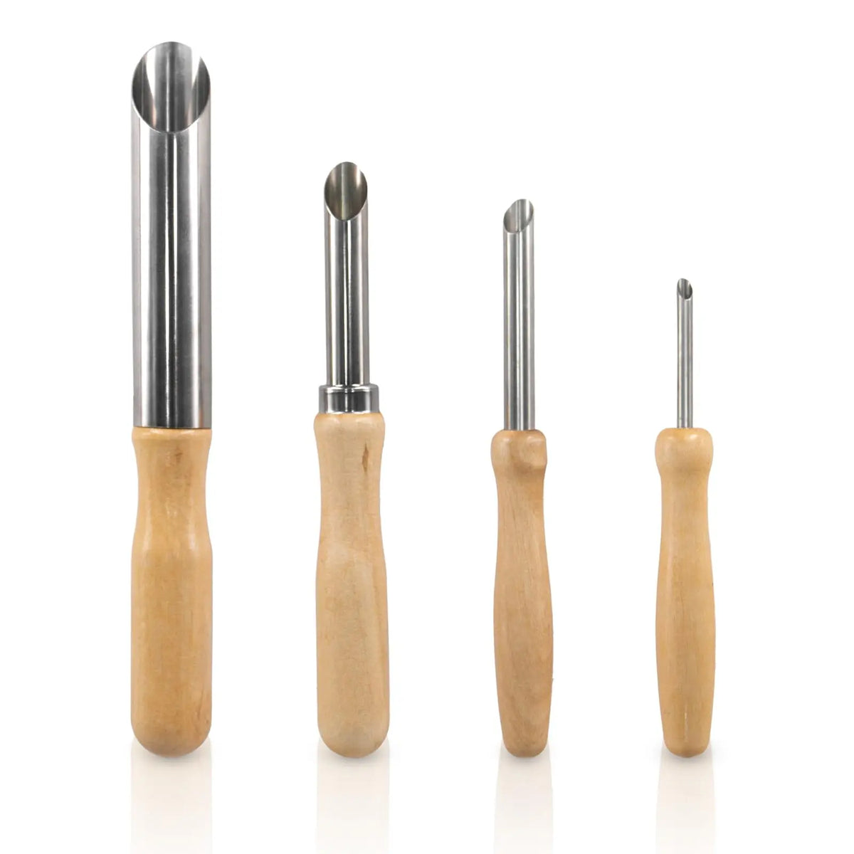 4 Stück Edelstahl-Kreislochschneider für Ton, Tonwerkzeuge mit Holzgriff zum Bohren und Modellieren, Töpferwerkzeuge und -zubehör
