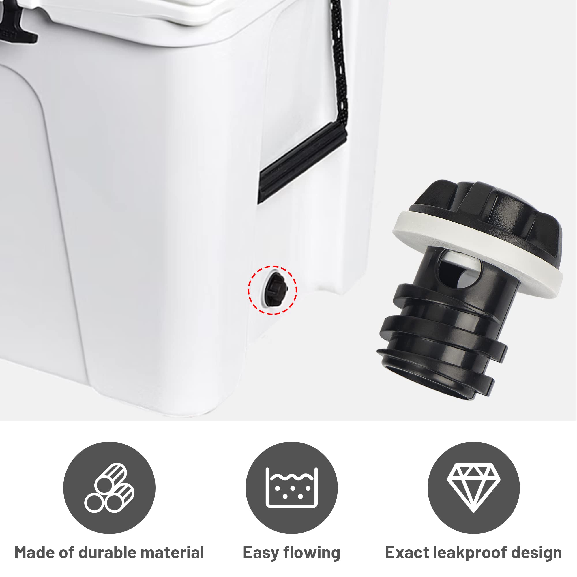 Cooler Drain Plug, 2 Pack Replacement, Compatible with Yeti Roadie, Tundra, and Tank Coolers and Fit for RTIC Coolers