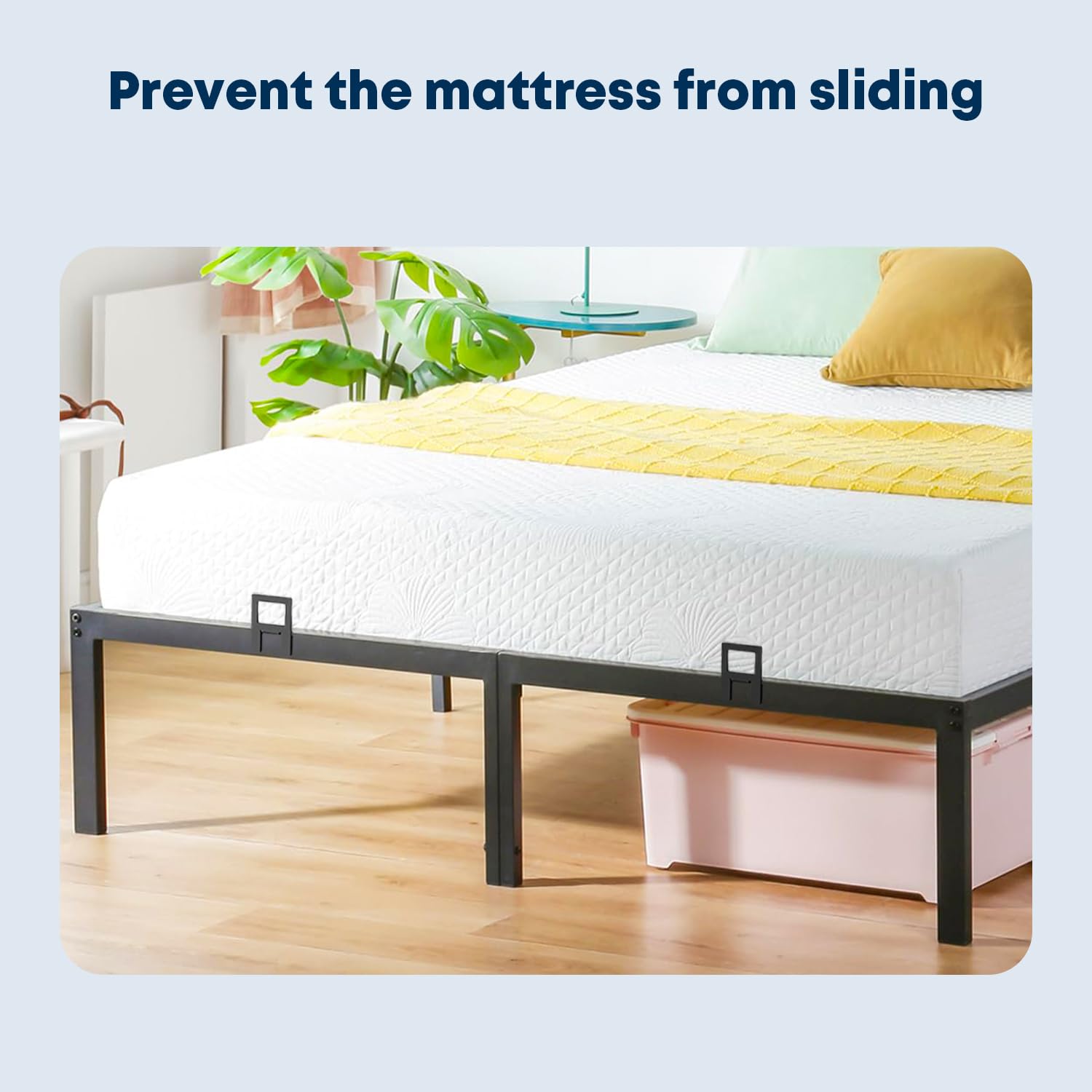 SUYAUU Non Slip Mattress Gaskets, Mattress Holder in Place Gripper for Metal Bed Frame, Keep Mattress from Sliding Gripper, Adjustable, 6 PCS, Black