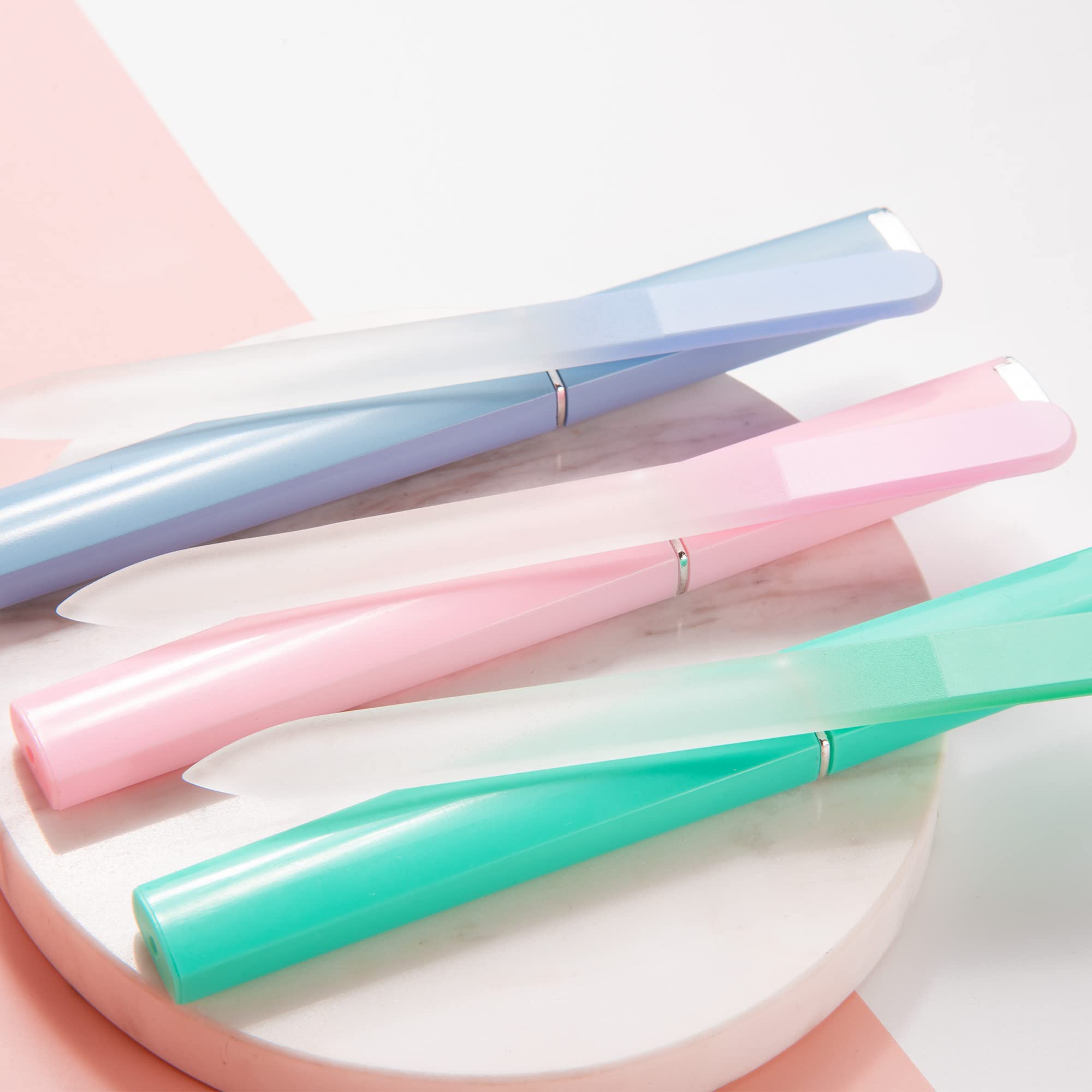 Glass Nail File 3 Pack for Natural Nails, Crystal Fingernail Files with Case Etched Nail Filer Professional Nail File Glass Lima de uñas, Unique Christmas Gifts Stocking Stuffers for Women Adults
