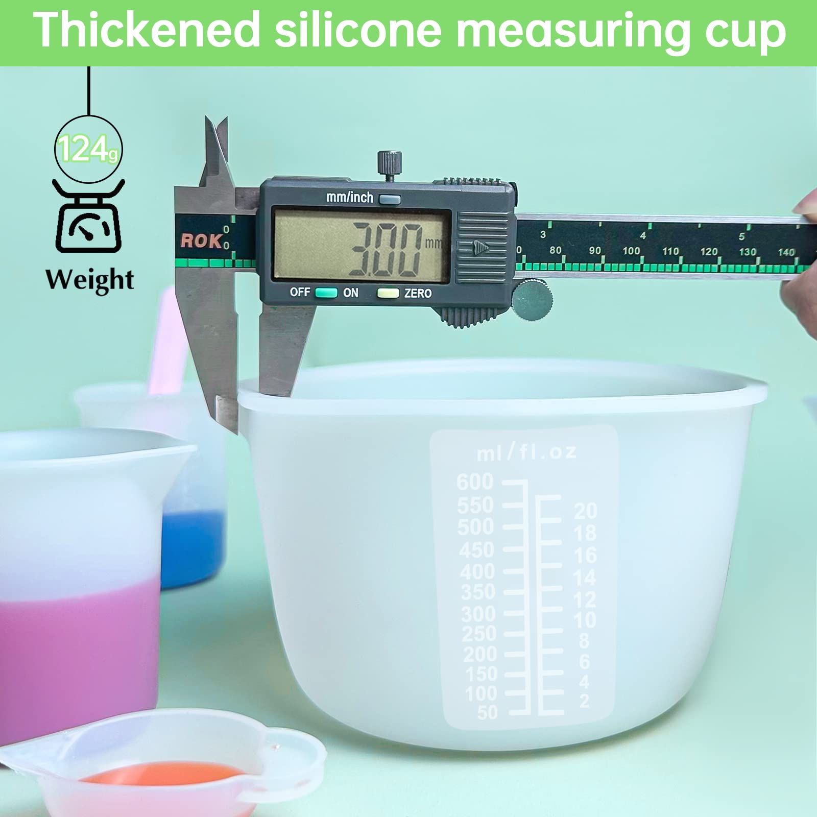 Silicone Measuring Cups for Resin Supplies - Kit With 600ml & 100ml Mixing Cups and Tools for Molds, Epoxy, Cooking, Casting Moulds, Jewelry Making
