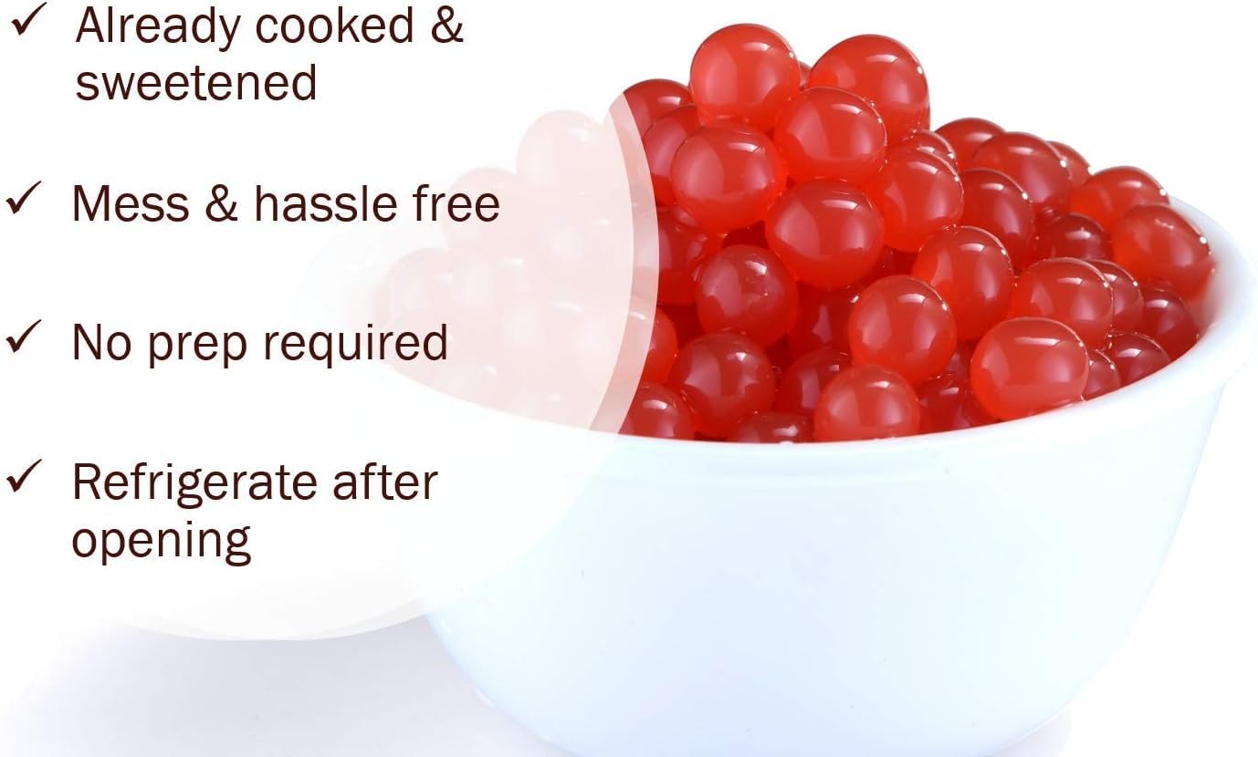 BREXONIC Boba Pearls Popping Bursting Boba, Tapioca Pearls For Bubble Tea (Strawberry , 2 LB 1 Pack)