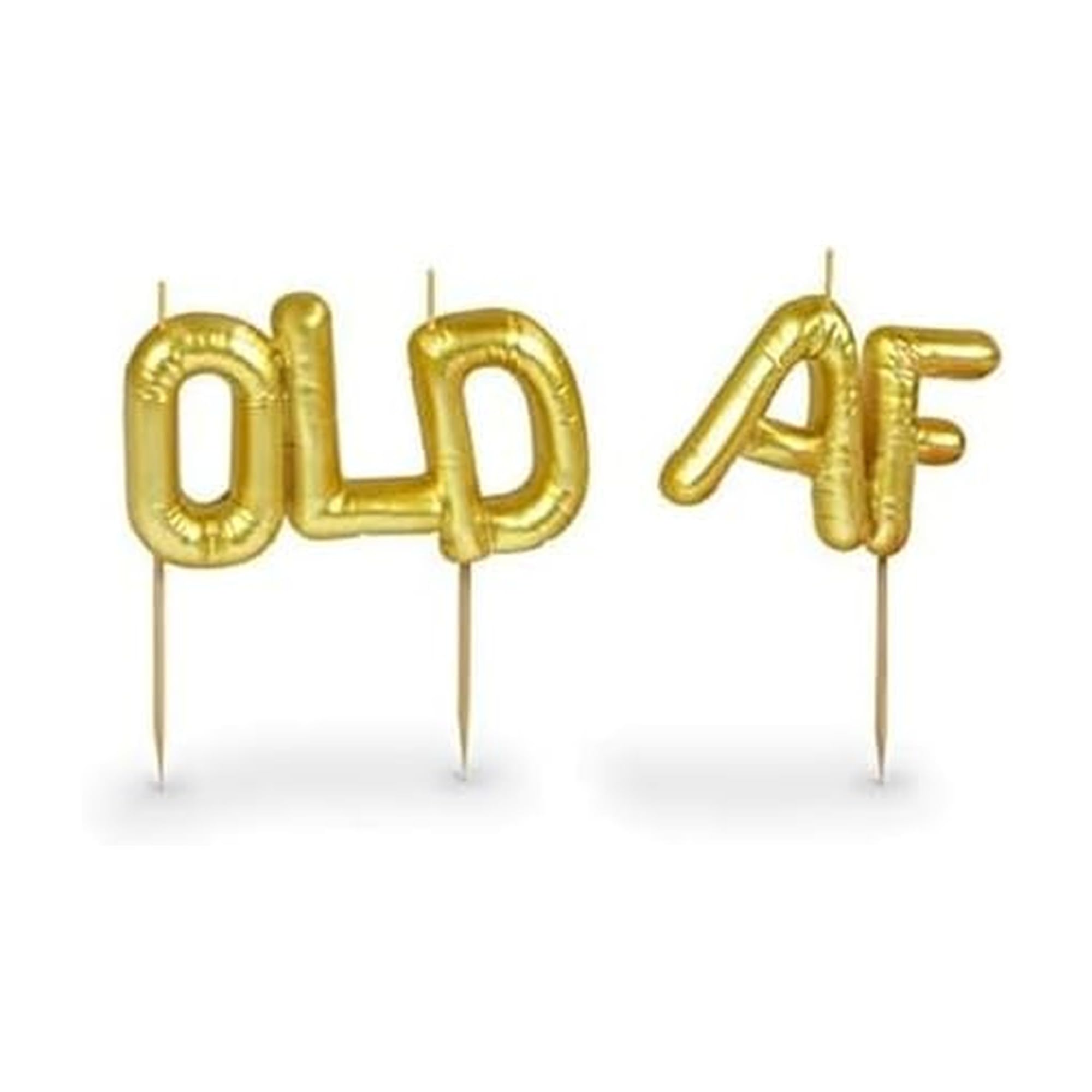 Genuine Fred Lighten UP Party Candles, Old AF, Metallic Gold Balloon-Style Letter Candles, Hilarious Candles for Retirement Celebrations and Milestone Birthdays