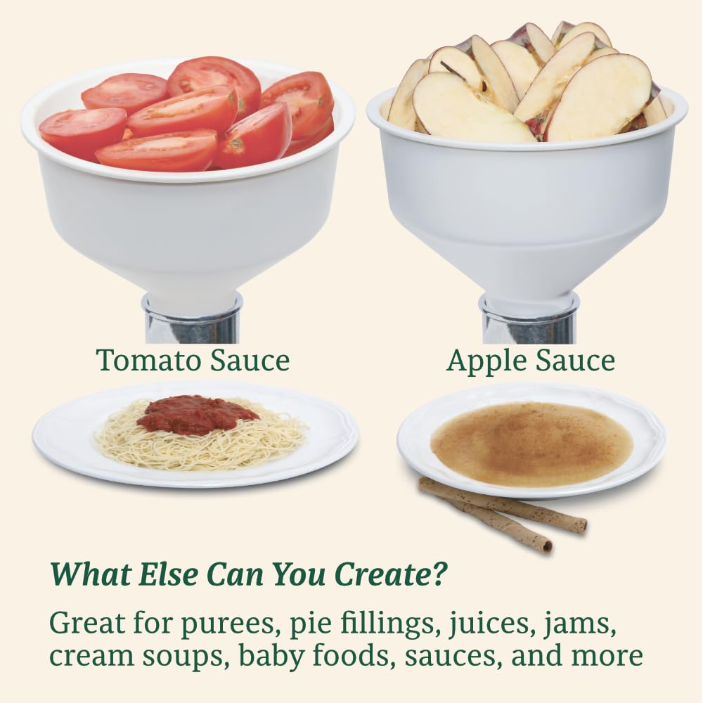 Johnny Apple Sauce Maker, Tomato Sauce Maker, Remove Skins & Seeds From Produce, Model 250 Clamp Based Food Strainer (Basic Strainer)