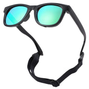 COASION biegsame, flexible, polarisierte Neugeborenen-Sonnenbrille mit Band für Babys Jungen Mädchen im Alter von 0-12 Monaten (Schwarz/Grün Verspiegelt)