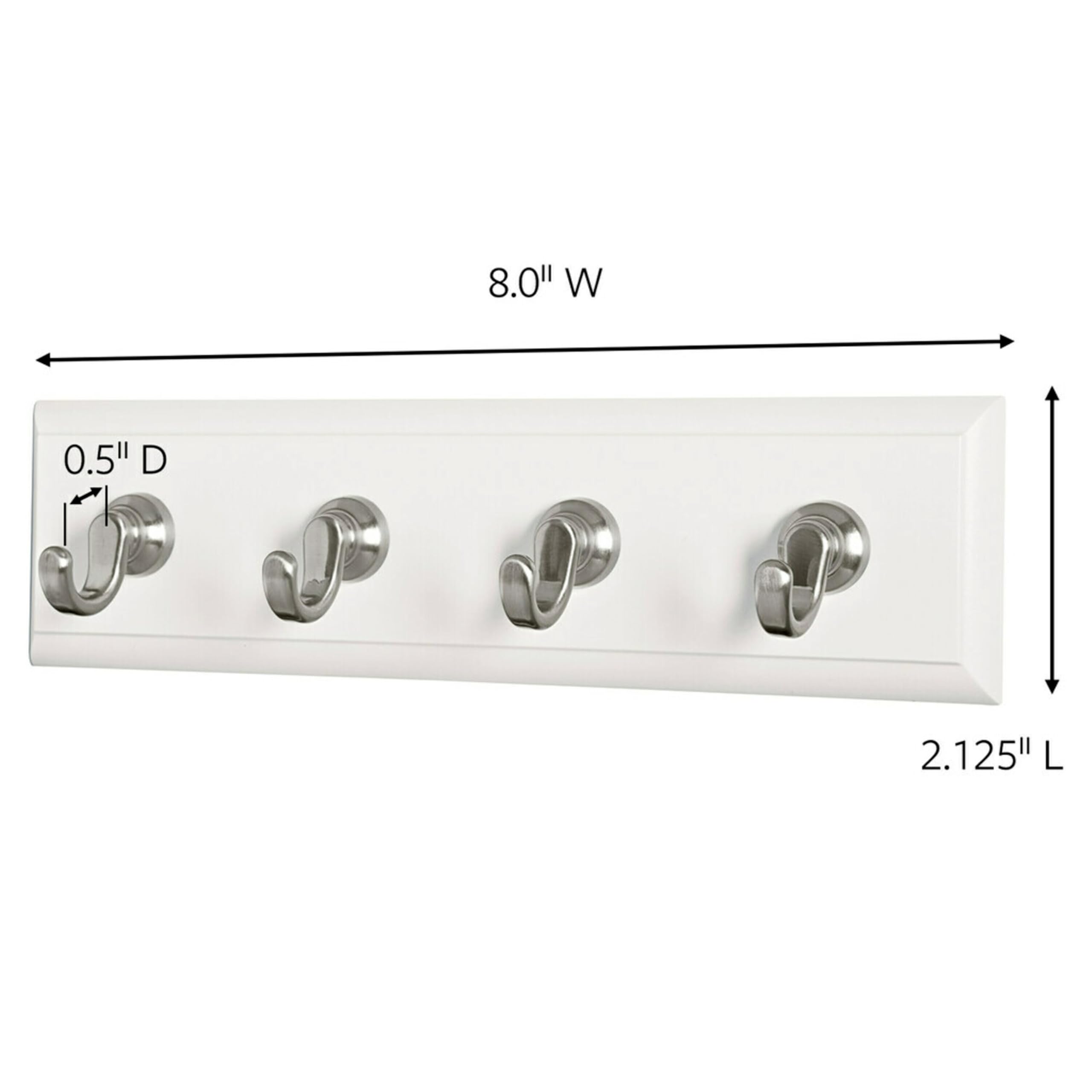 Command Key Rail, Holds up to 2 lb, 8-inch Rail with 4 Key Hooks and 6 Command Strips, Quartz, Removable Key Hooks for Entryway or Hallway, Hang Keys, Hats, Dog Leashes, and Accessories