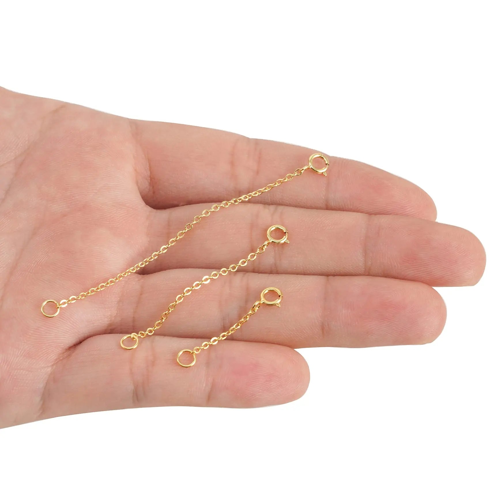VANBARIS Gold Necklace Extender 14K, Necklace Extenders Gold 925 Sterling Silver Bracelet Anklet Jewelry Extension Chain for Necklaces, 3 Piece Set (1, 2, 3 Inches)