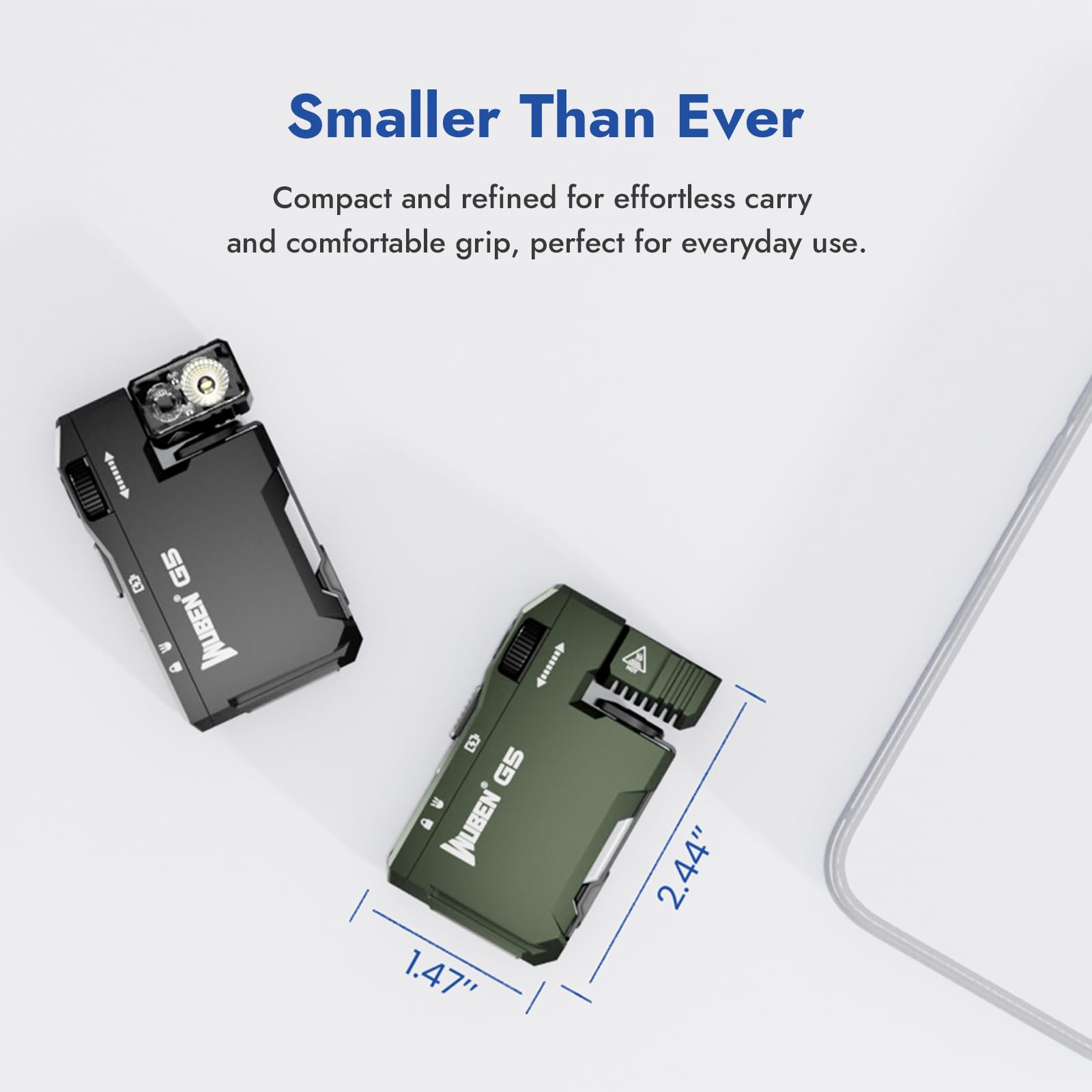 WUBEN G5 Rechargeable EDC Flashlight, Powerful RGB Flashights, 400 Lumens Portable Flat Mini Flashlights, IP68 Waterproof Multi-Mode Magnetic Small Keychain Flashlight for Camping, Emergency (Green)