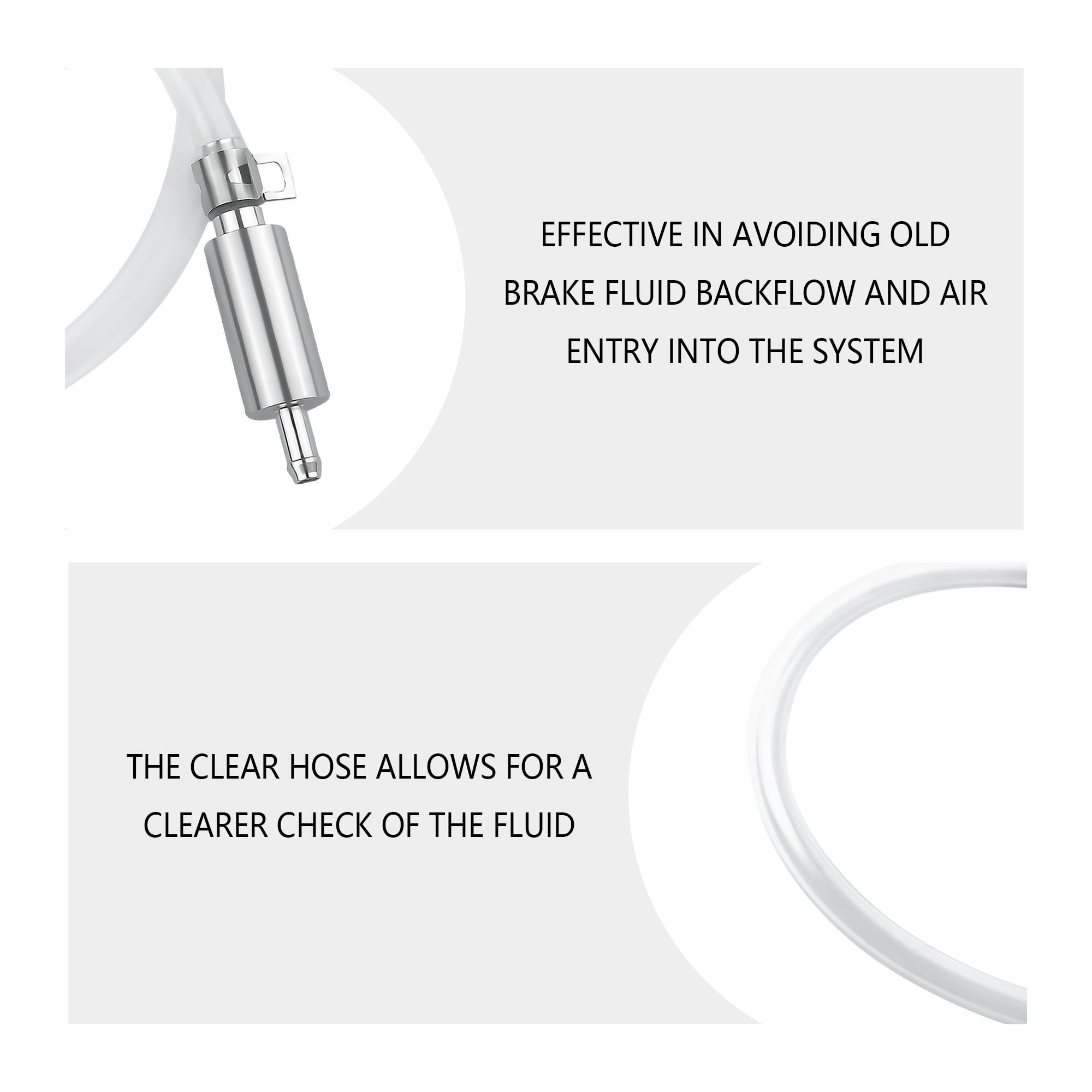 IHOTDER Car Brake Bleeder Hose with One Way Check Valve,Durable Brake Fluid Bleeder Hoses Replacement,Universal Brake Bleeder Tool Car Accessories for Car Motorbike Bike (1 Set)