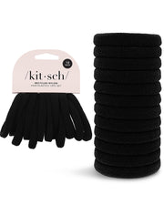 Kitsch Nylon Hair Ties No Damage - Stretchable Elastics for Strong All-Day Hold, Ponytail Holders | Hair Accessories for Women & Girls - Black, 12 Pcs
