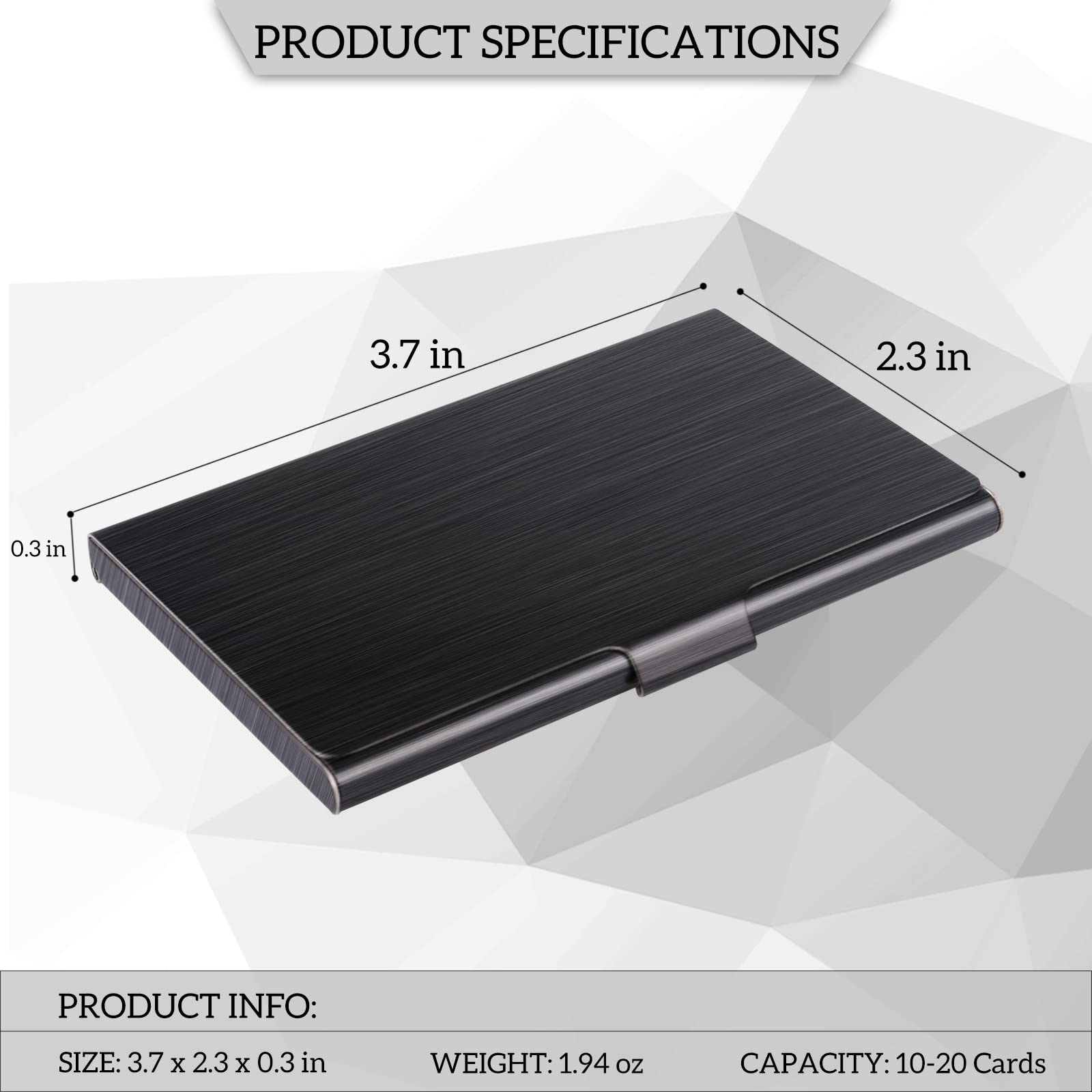 DMFLY Slim Business Card Case for Men & Women, Pocket Metal Case, Professional Stainless Steel Business Card Holders, Purse Name Card Holder, Buckle Style Shut, Black
