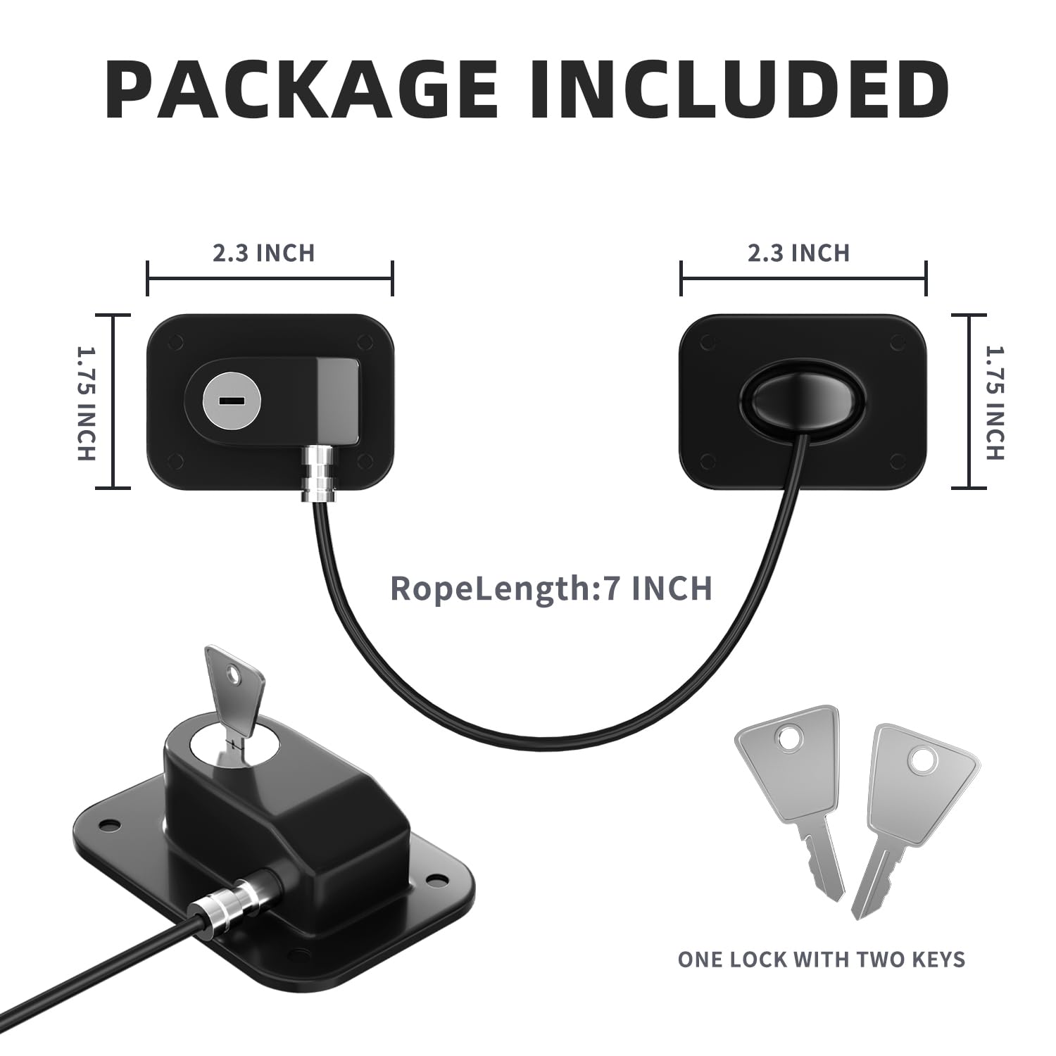 RORMGO Refrigerator Lock 2 Packs, Fridge Lock with Silicone Wire Protection Fridge Locks for Kids Easy to Use and Install Cabinet Locks with Key, Black