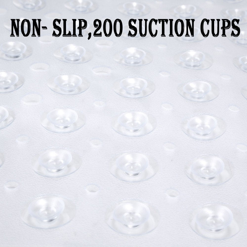 YINENN Bath and Shower Safety Mats 40x16 inch, Non Slip with Suction Cups for Bathroom Stall and Tub Floor, Extra Large and Machine Washable, Drain Holes Keep Bathtub Clean, Clear