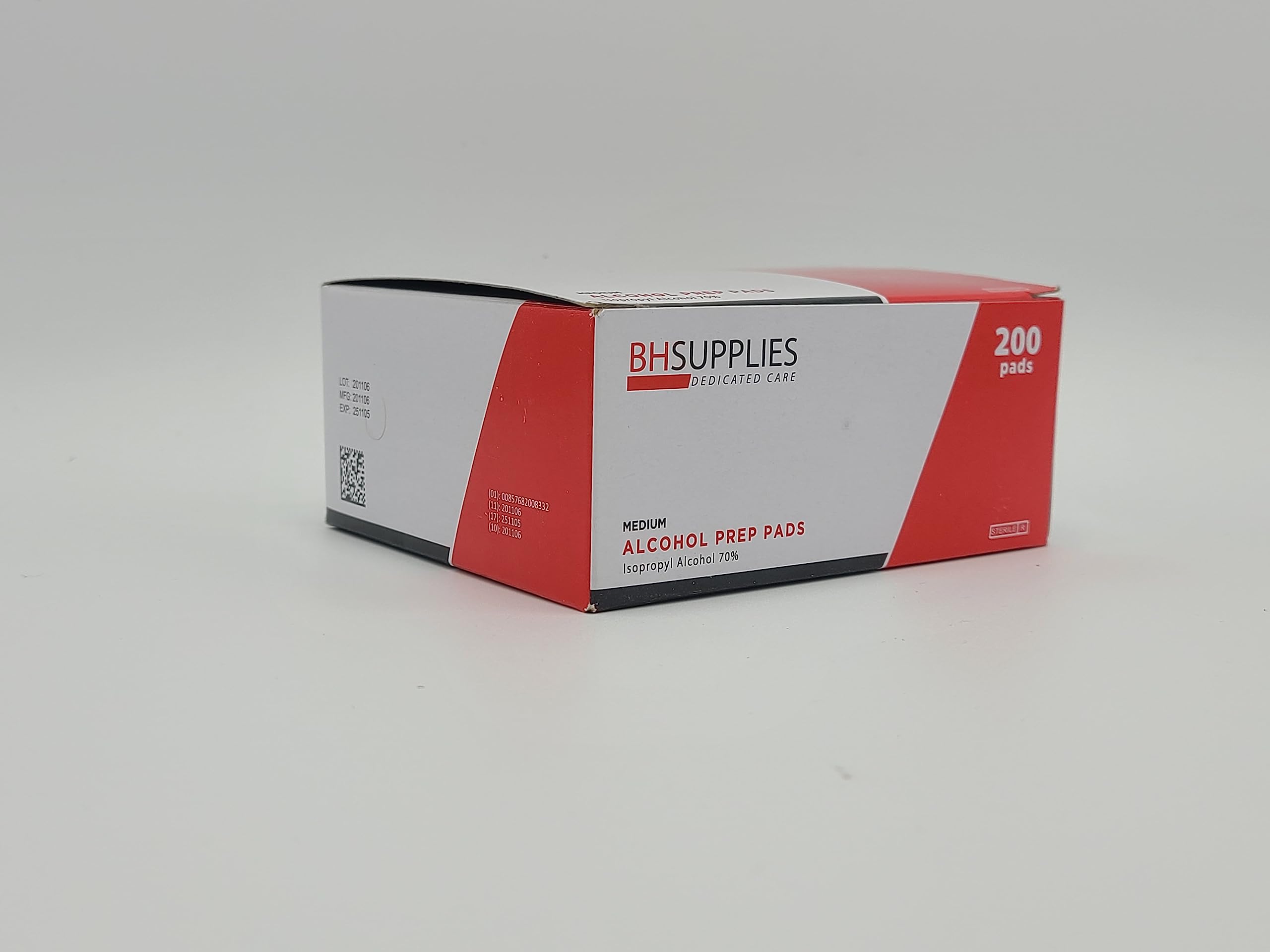 BH Supplies Alcohol Prep Pad Sterile, Medium 2-Ply, 200 Count - Saturated with 70% Alcohol