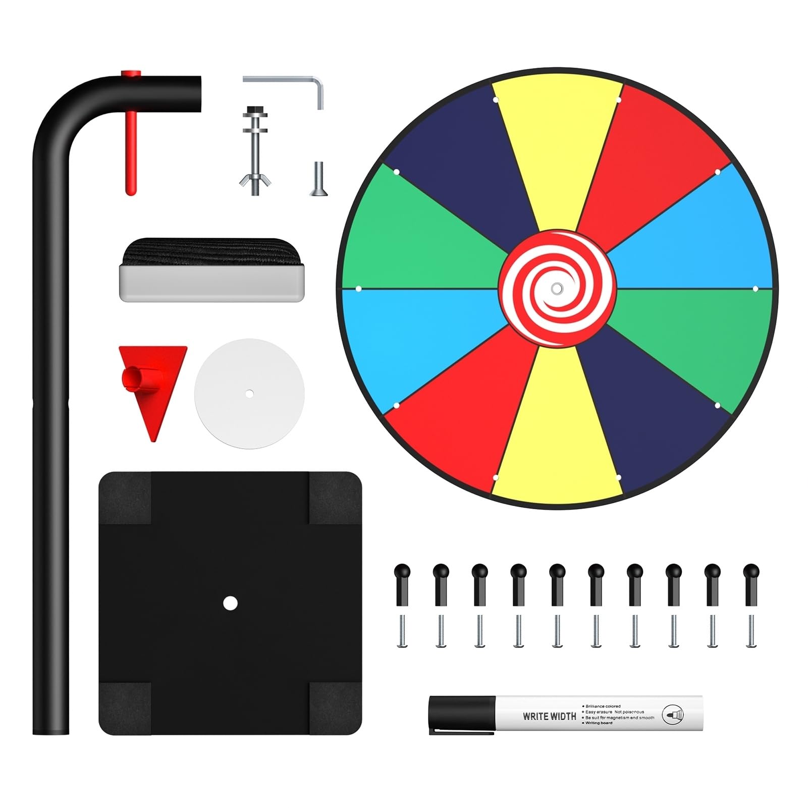 Prize Wheel, 12 Inch Spinning Wheel for Prizes, 10 Slots Color Prize Wheel Spinner with Stand, Table Spinning Wheel, Spin Wheel for Trade Shows, Carnivals, Spin The Wheel Game for Home Game