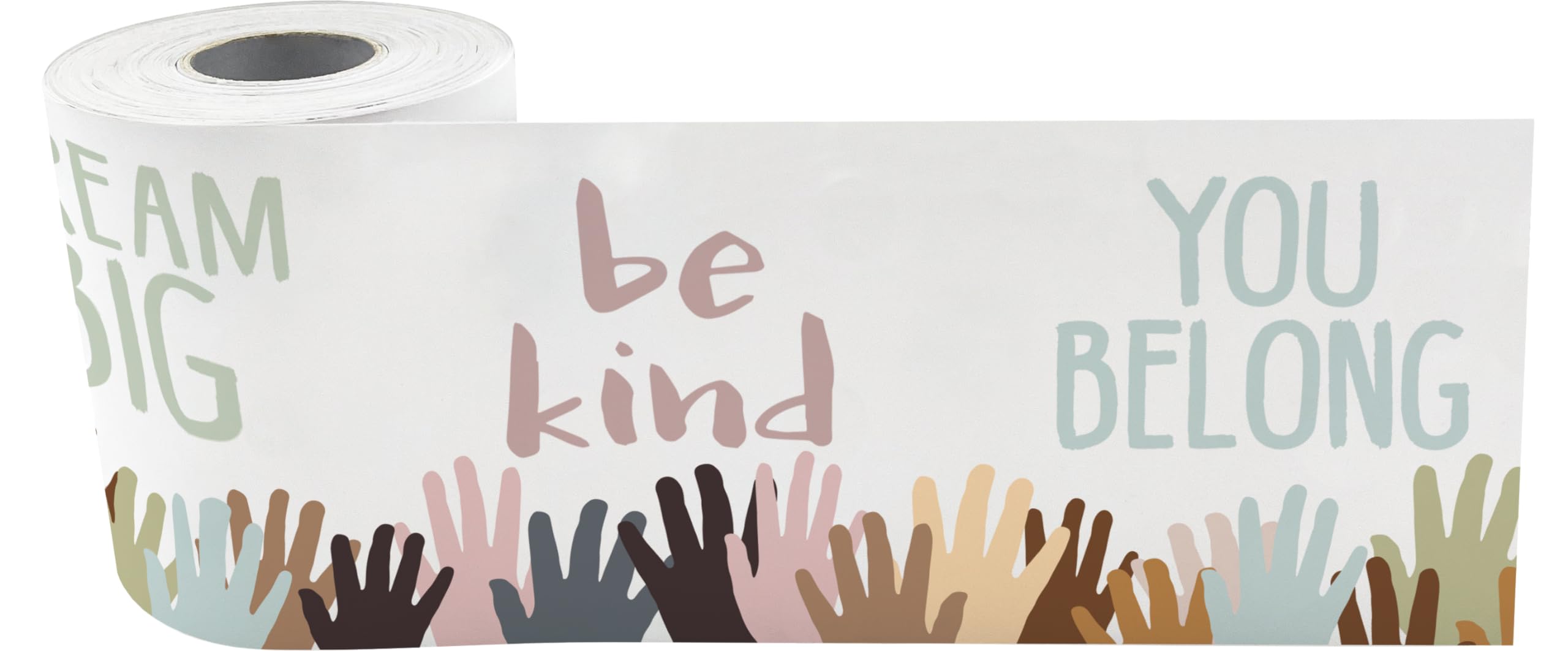 Teacher Created Resources Everyone is Welcome Helping Hands Straight Rolled Border Trim - 50ft - Decorate Bulletin Boards, Walls, Desks, Windows, Doors, Lockers, Classrooms, Homeschool & Offices