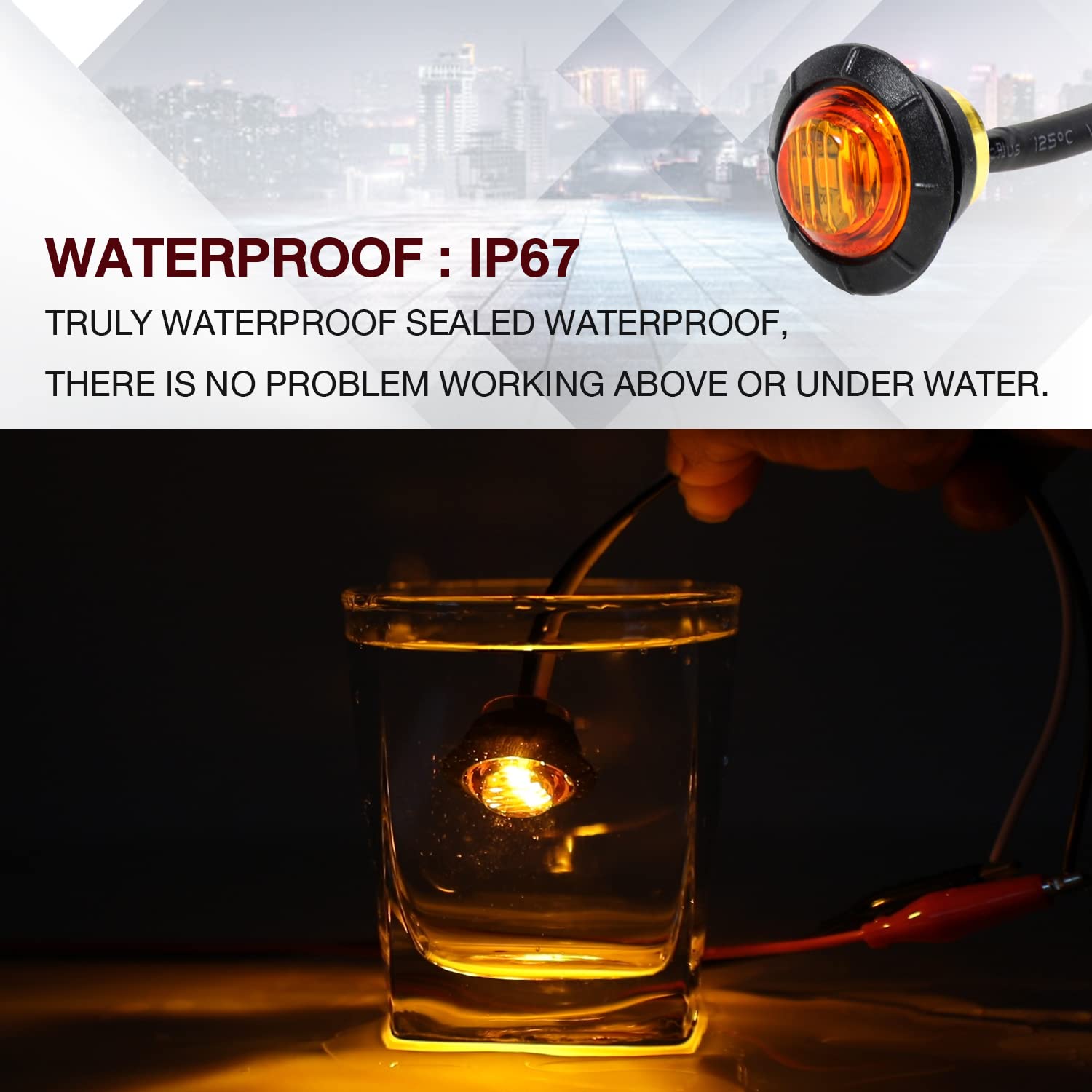 TMH 3/4 Inch Mount 10 pcs Amber + 10 pcs Red LED Clearance Bullet Side LED Marker Lights for Trailer Truck RV Car Bus Van (Pack of 20)