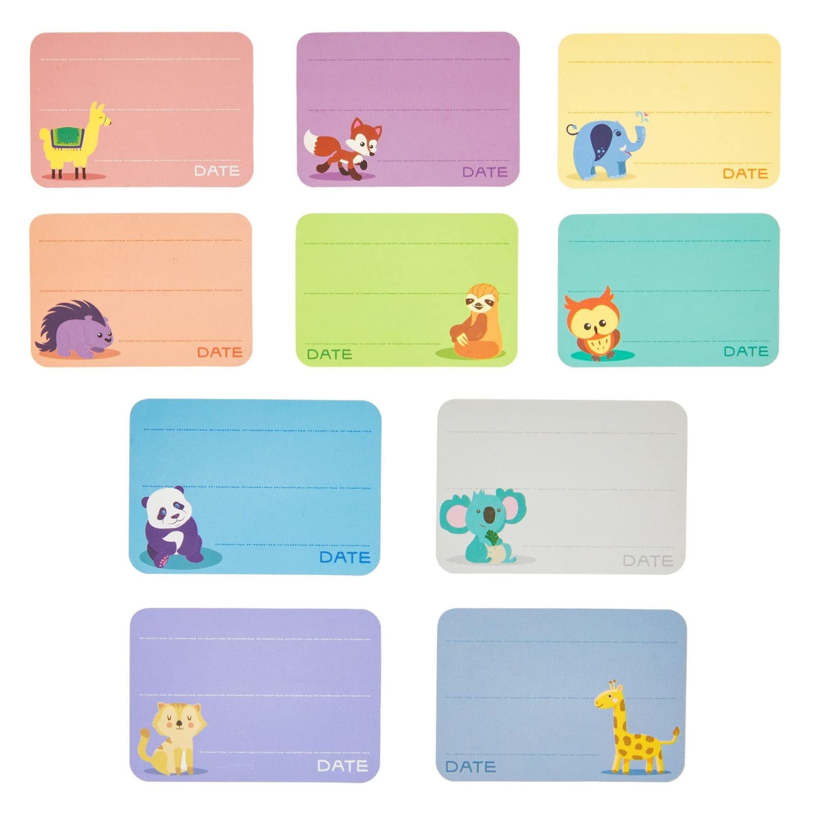 Juvale Baby Bottle Labels for Daycare 500-Pack - Multicolor Animal Designs (1.5" x 1") - Writable Daycare Bottle Labels - Adhesion for Bottles & Containers