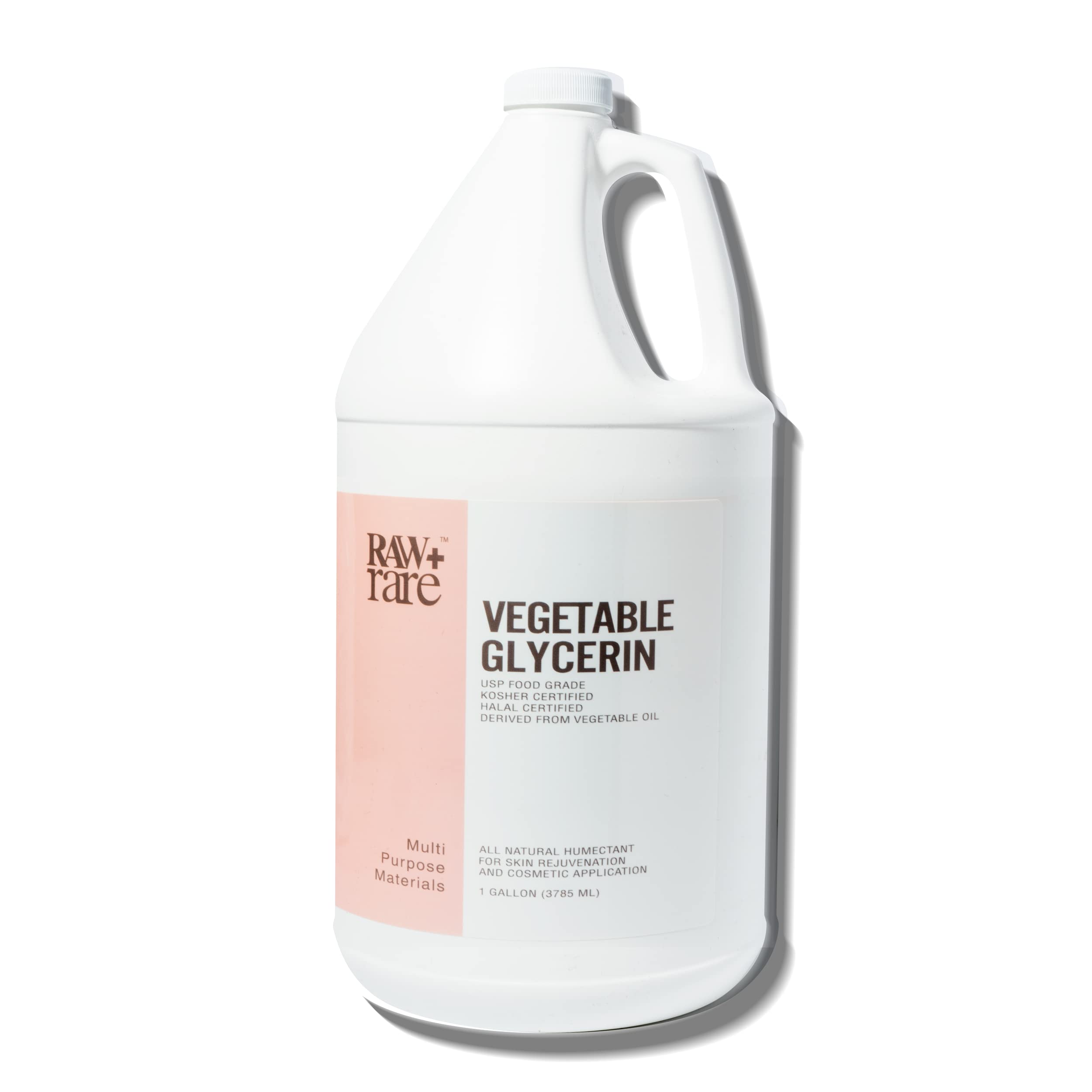 Raw Plus Rare Natural Glycerin for Skin and Face, Bulk Gallon (128 fl oz), USP Food Grade/Cosmetic Grade, for Hair, Skin, Crafts, Soap Base Oil - Kosher, Halal and Pharmaceutical Grade