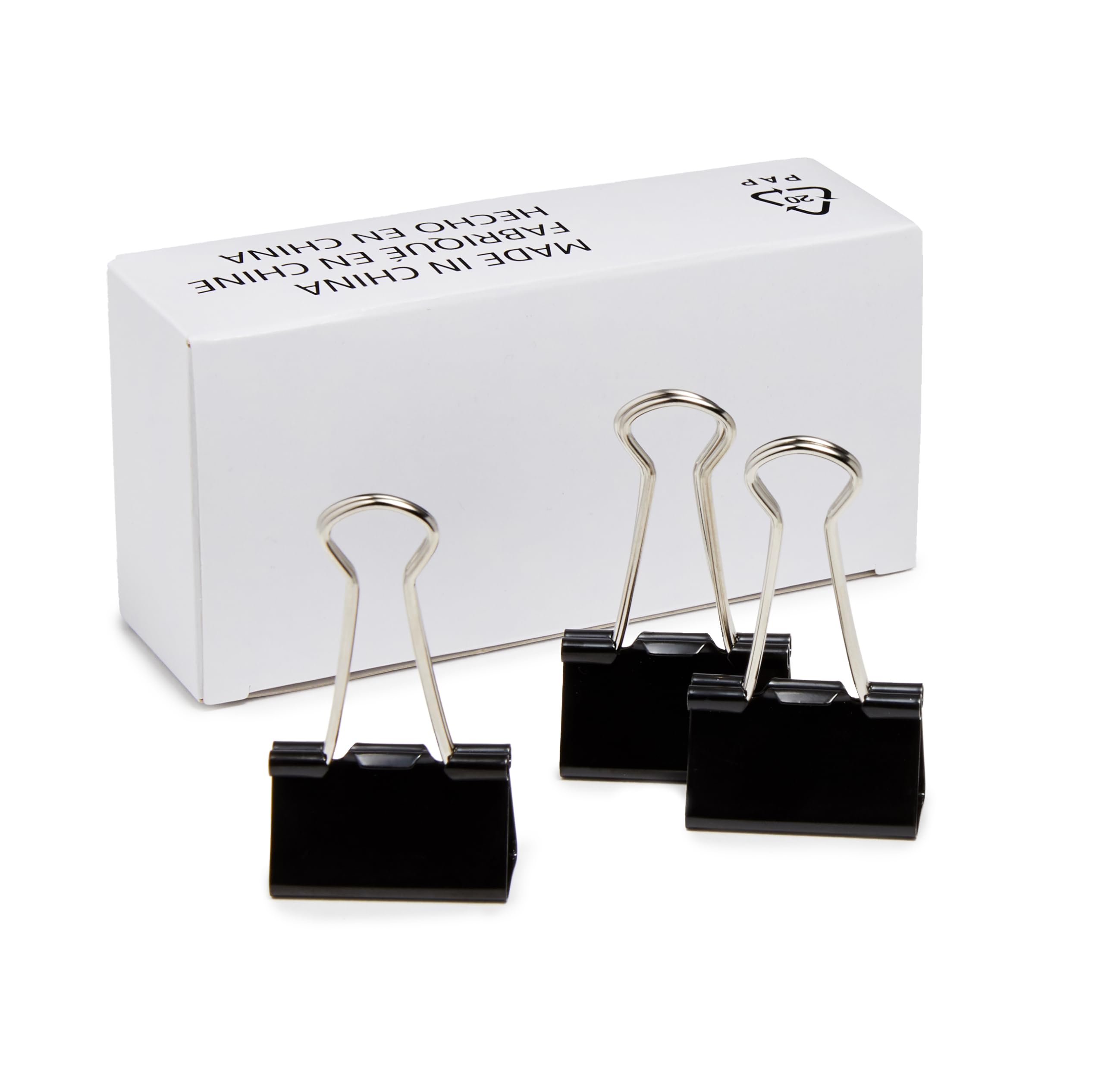 Amazon Basics Sturdy Binder Clips for Office Use, 96 Count (8 Pack of 12), Medium, 1.25 in, Black