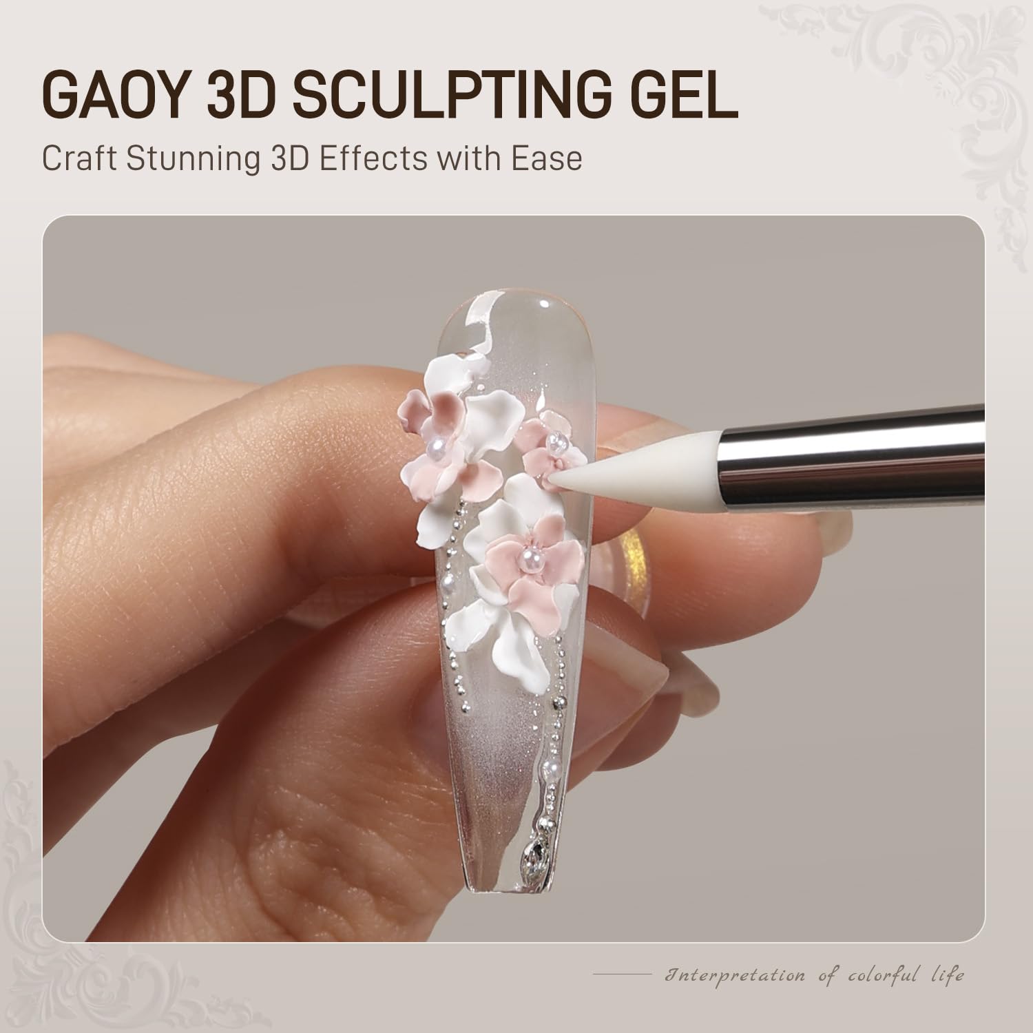 GAOY White 3D Sculpting Gel for Nail Art, 15g Solid Nail Gel Non-Sticky Hard for Carving Molding and Building